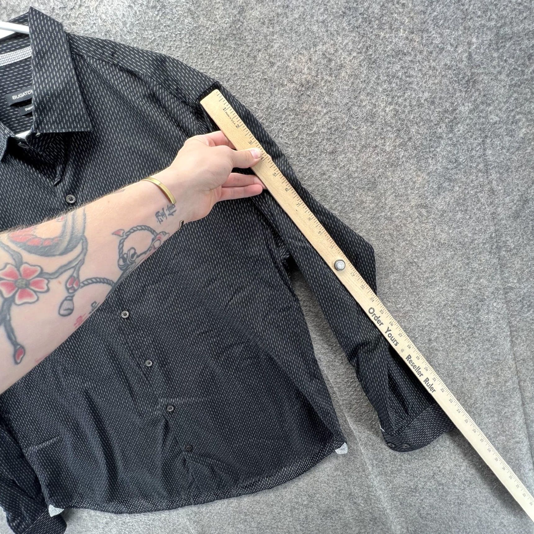 BUGATCHI Bugatchi Shirt Mens XL Black Geometric Long Sleeve Button Front Slim Casual Size US XL / EU 56 / 4 - 4 Thumbnail