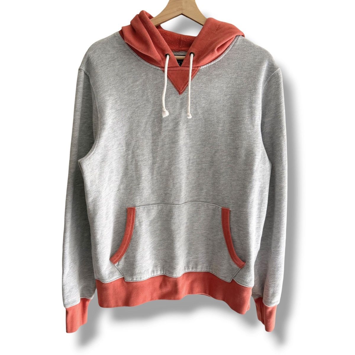 J.Crew J Crew Authentic Fleece Colorblock Hoodie Gray/Orange Medium Size US M / EU 48-50 / 2 - 1 Thumbnail
