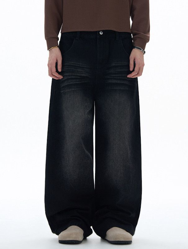 Japanese Brand Men's American street distressed curved wide-leg jeans Size US 32 / EU 48 - 1 Thumbnail