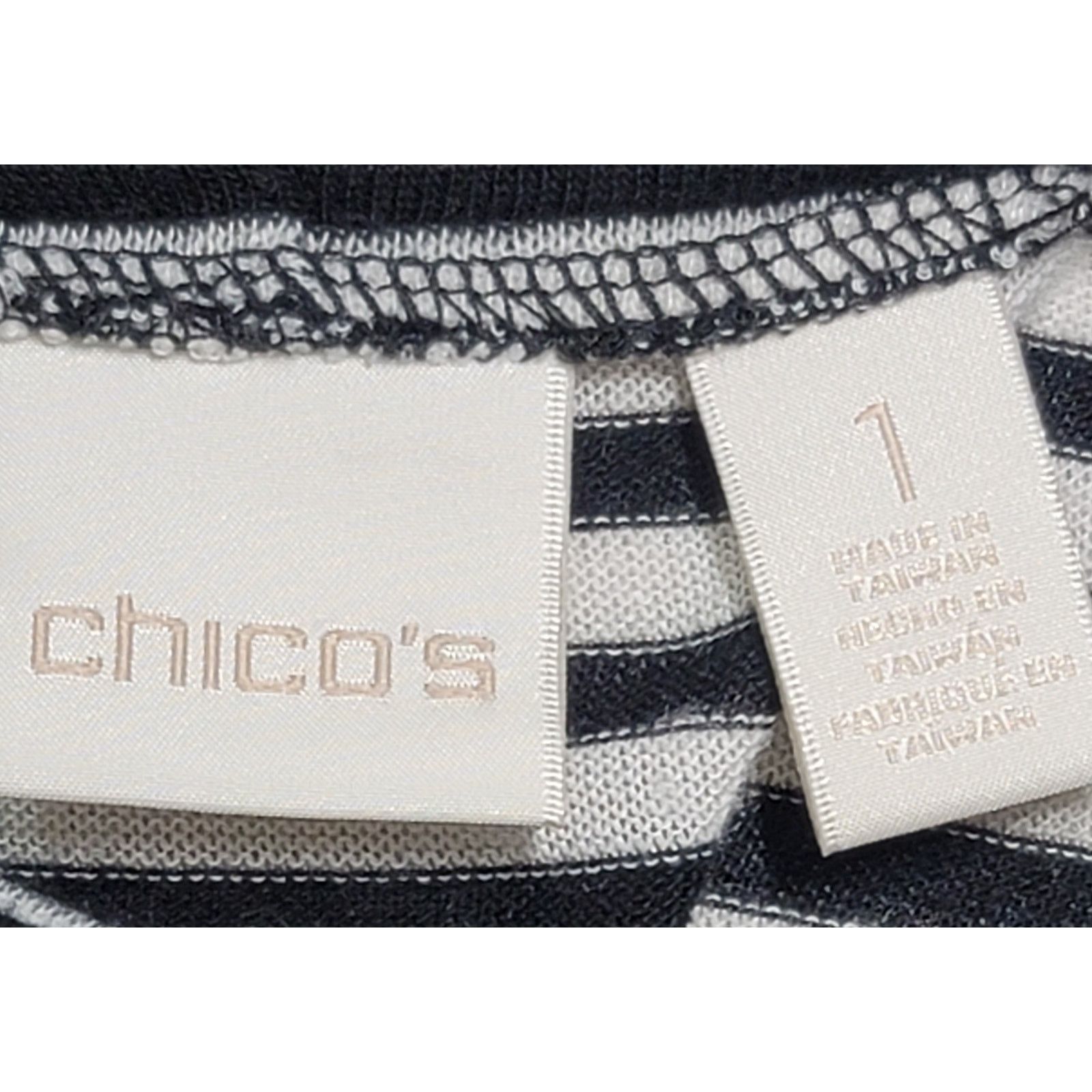 Other Chico's Black White Striped Mock Neck Top 1 Medium Soft Size M / US 6-8 / IT 42-44 - 3 Thumbnail
