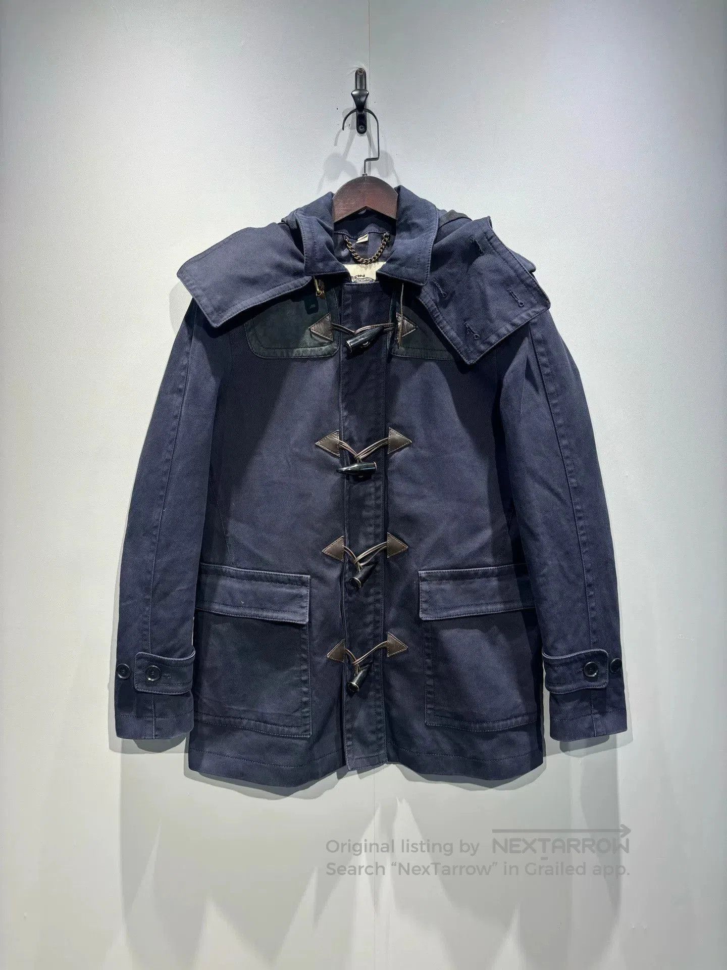 Burberry Black Wool Toggle Coat Size 48.