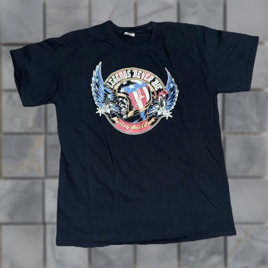 Harley Davidson VINTAGE Harley-Davidson Legends Never Die Eagle Graphic T-Shirt Black L Mens Size US L / EU 52-54 / 3 - 1 Thumbnail