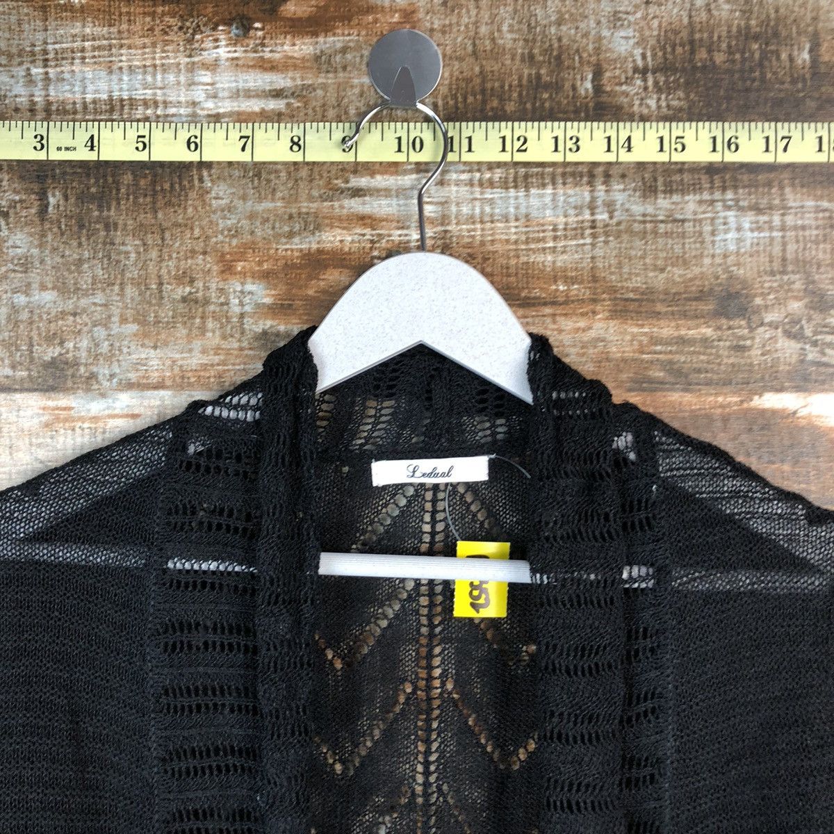 Homespun Knitwear × Japanese Brand Ledual Black crochet meshnet Cardigan Knitwear #A1352 Size M / US 6-8 / IT 42-44 - 4 Thumbnail