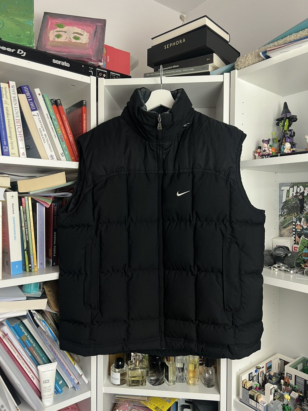 image of Y2K Nike Black Puffer Vest L Gorpcore 00S Skate, Men's (Size Large)