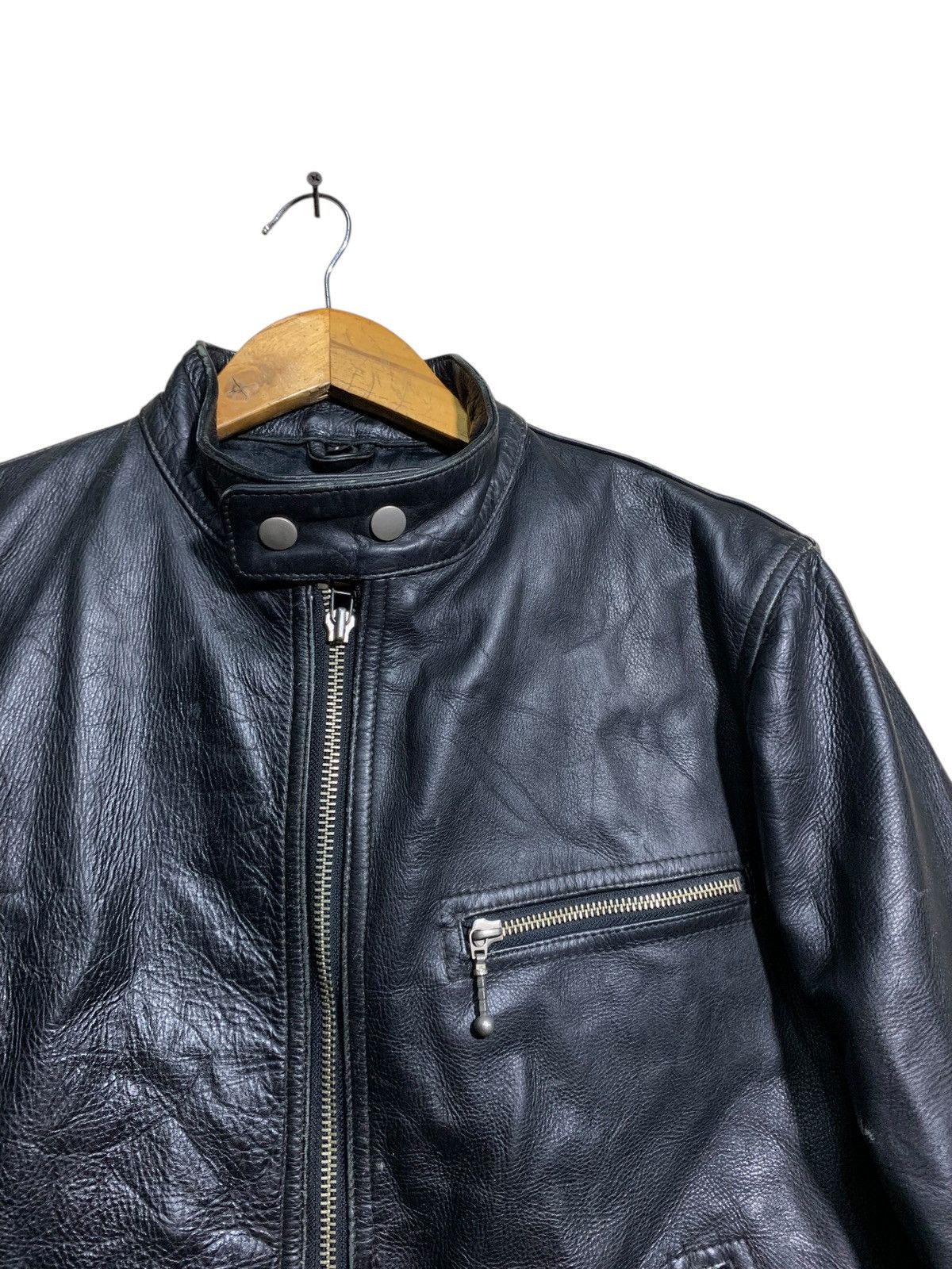 Genuine Leather 🔥BLACK LEATHER BIKERS JACKETS CAFERACER Size US L / EU 52-54 / 3 - 5 Thumbnail