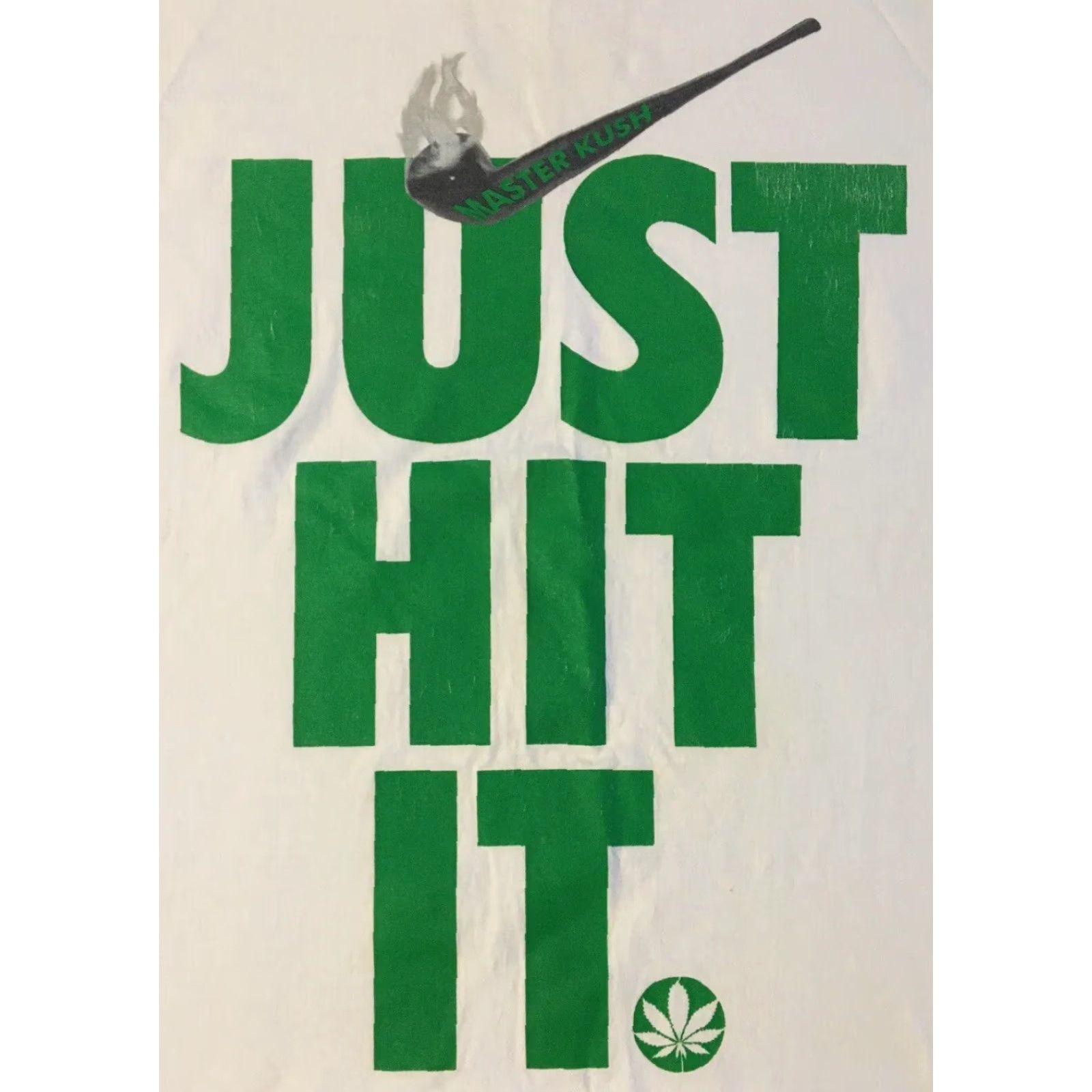 Nike VINTAGE Just Hit It Faded Nike Parody Shirt XL White 80s 90s Grunge Humor Marijuana Drugs Ganja Stoner Weed 420 T-Shirt Mens Size US XL / EU 56 / 4 - 3 Thumbnail