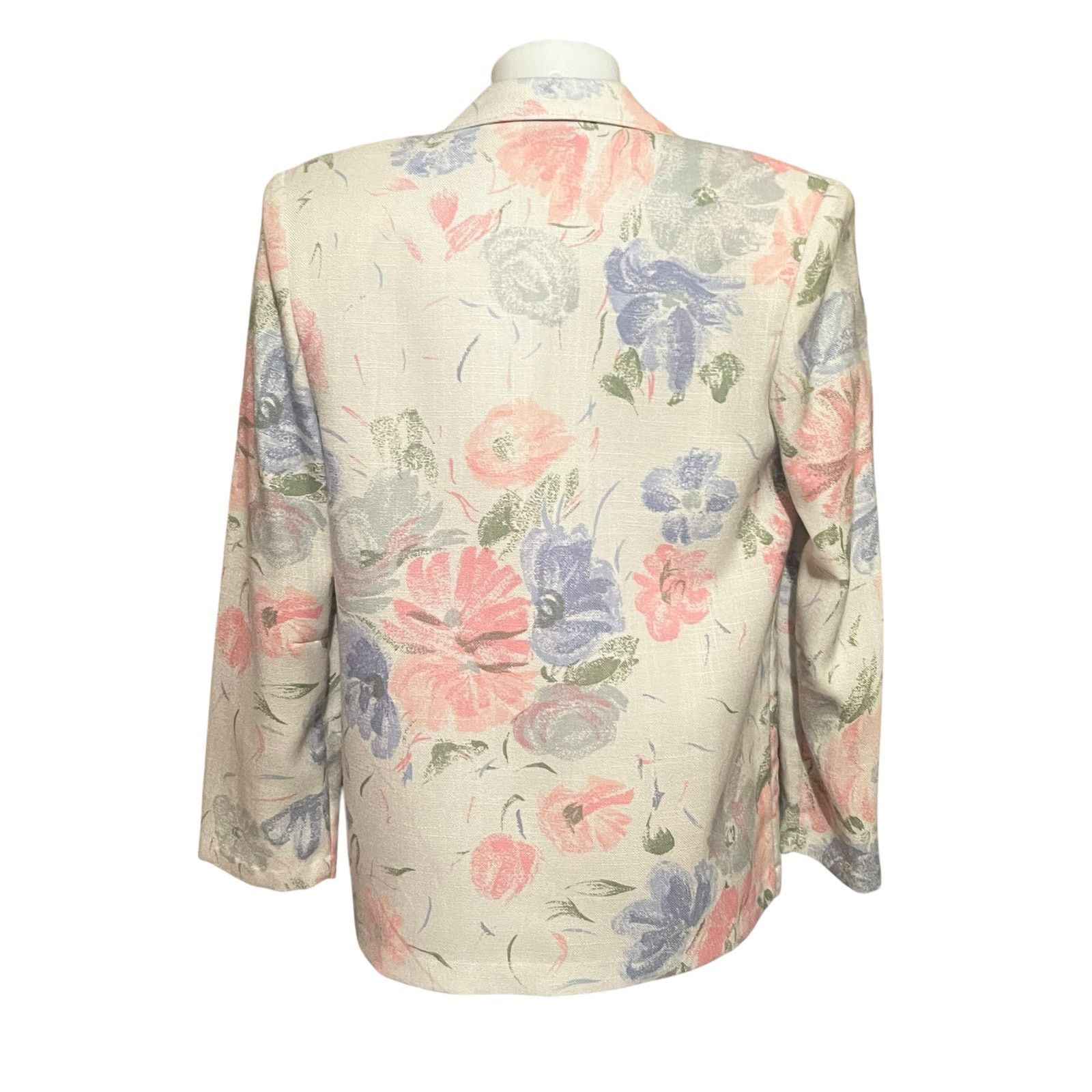 Vintage Vintage 80s Pastel Linen-Look Blazer Russ Petite’s USA MED Size M / US 6-8 / IT 42-44 - 2 Thumbnail