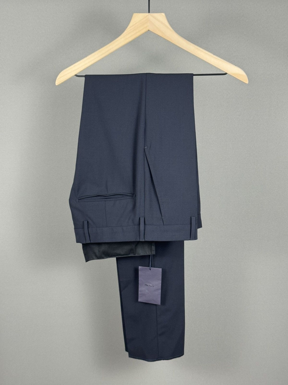 $1100 NWT PRADA BLUE WOOL PANTS PRADA LOGO