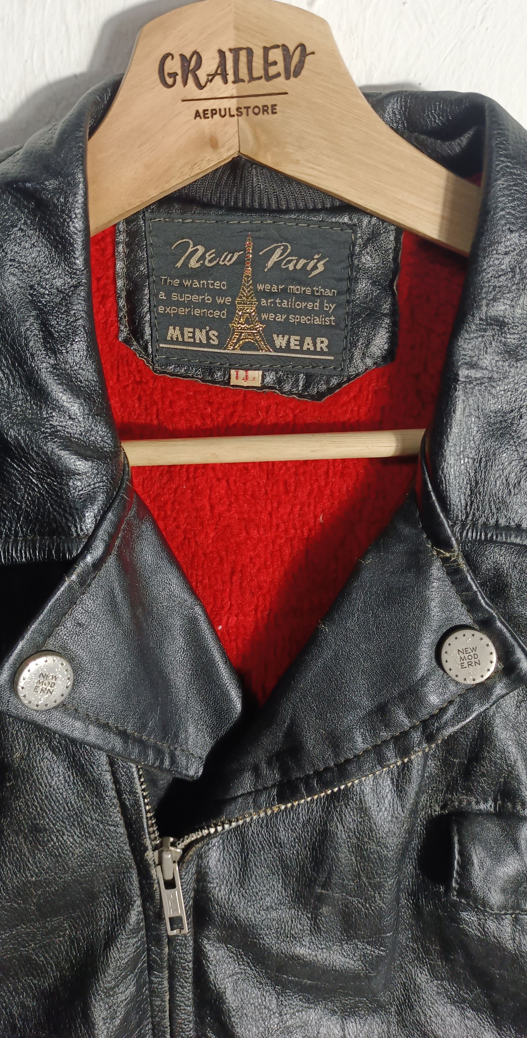 If Six Was Nine Vtg 1980s💥New Paris Bikers Leather Jacket Size US M / EU 48-50 / 2 - 17 Thumbnail
