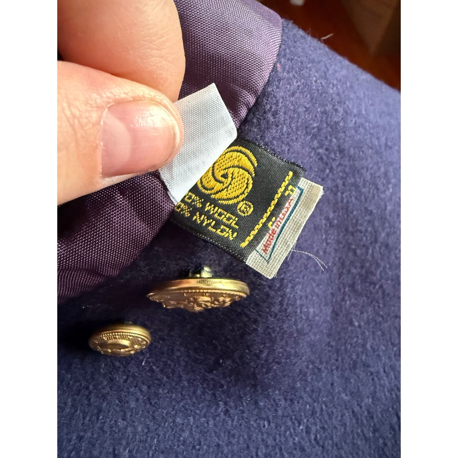 Vintage Vintage 60s Wool Navy Blue Gold Swing Pea Coat X Small Size XS / US 0-2 / IT 36-38 - 11 Thumbnail