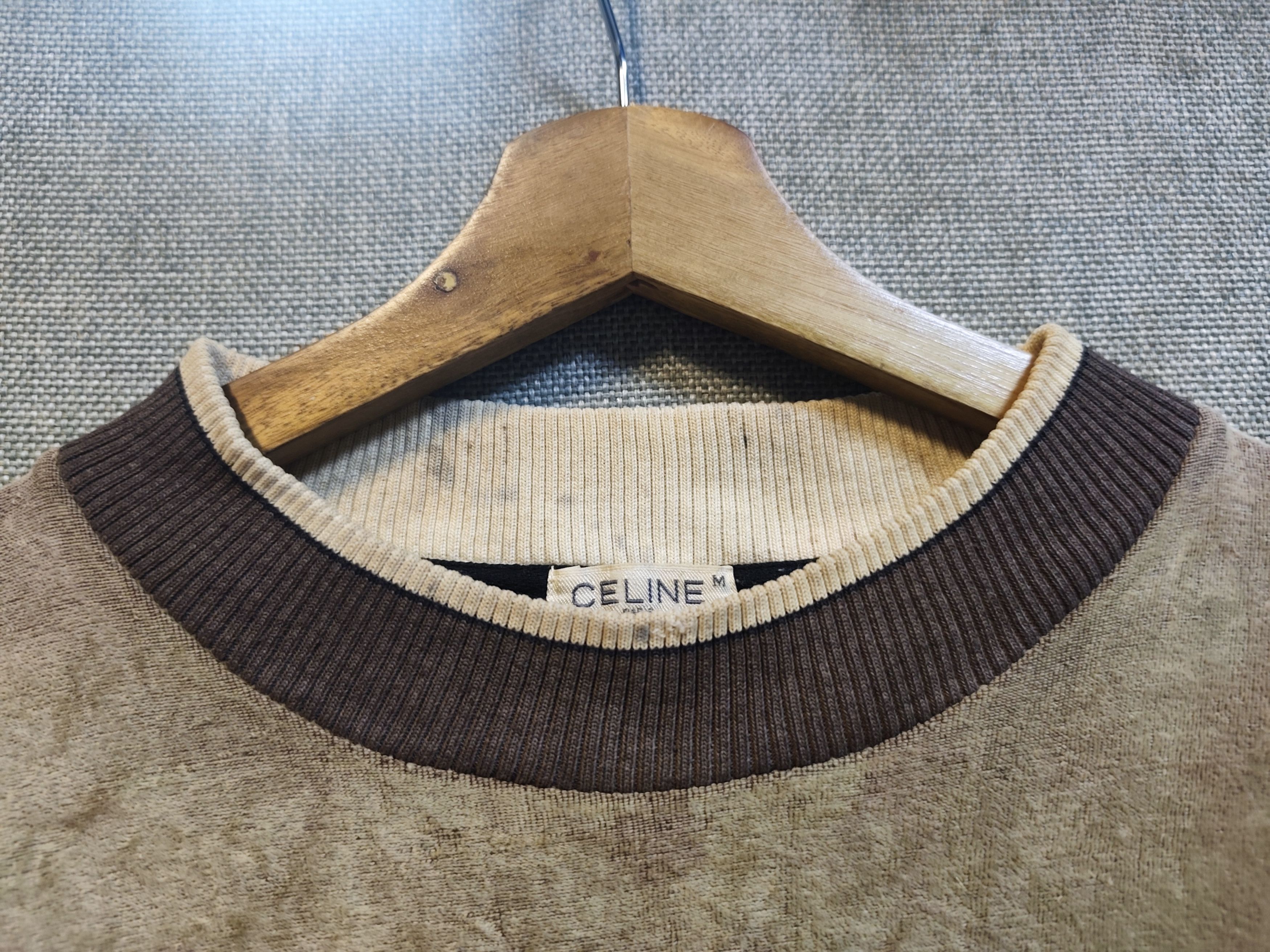 Celine Vintage 80s Celine Sulky Logo Velour Sweatshirt Distressed Size US M / EU 48-50 / 2 - 8 Thumbnail
