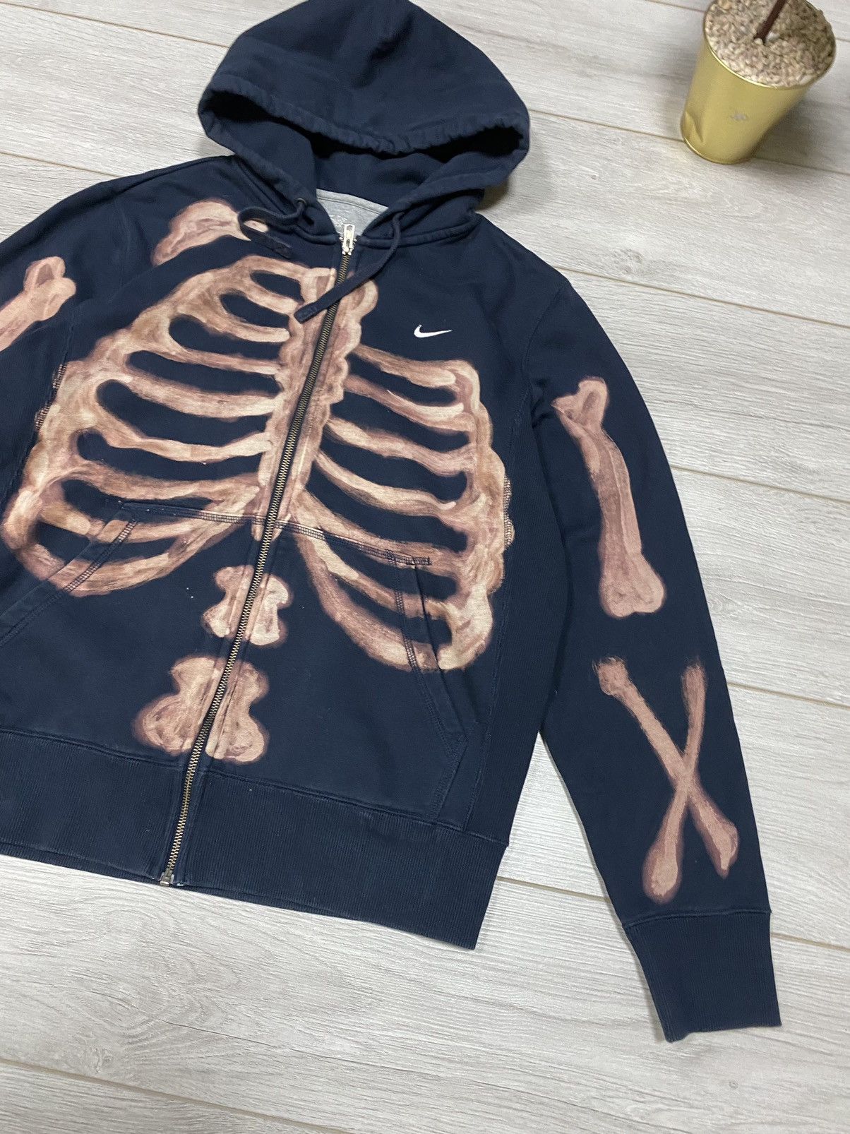 Vintage Nike ☠️ 1 of 1 custom paint skeleton vintage bones hoodie Size US L / EU 52-54 / 3 - 5 Thumbnail