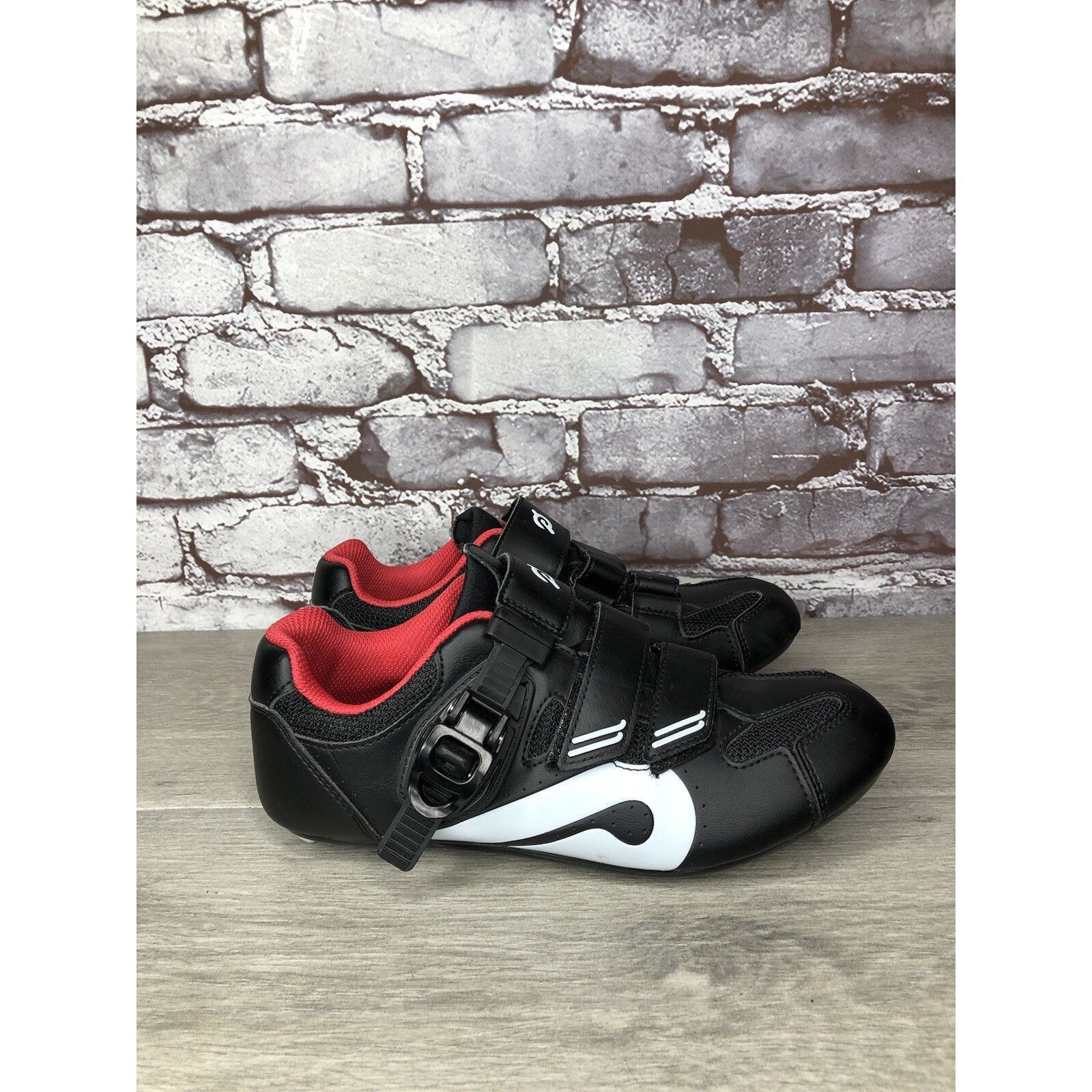 Other Peloton Cycling Shoes Black Leather Mesh White Red Strap Wom Size US 6.5 / IT 36.5 - 19 Thumbnail