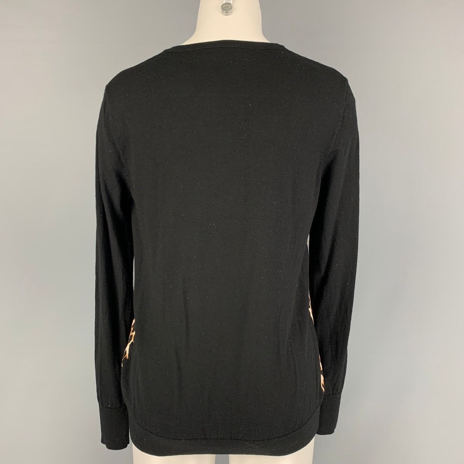 Equipment EQUIPMENT M Black Tan Wool Silk Leopard Crew-Neck Pullover Size M / US 6-8 / IT 42-44 - 3 Thumbnail