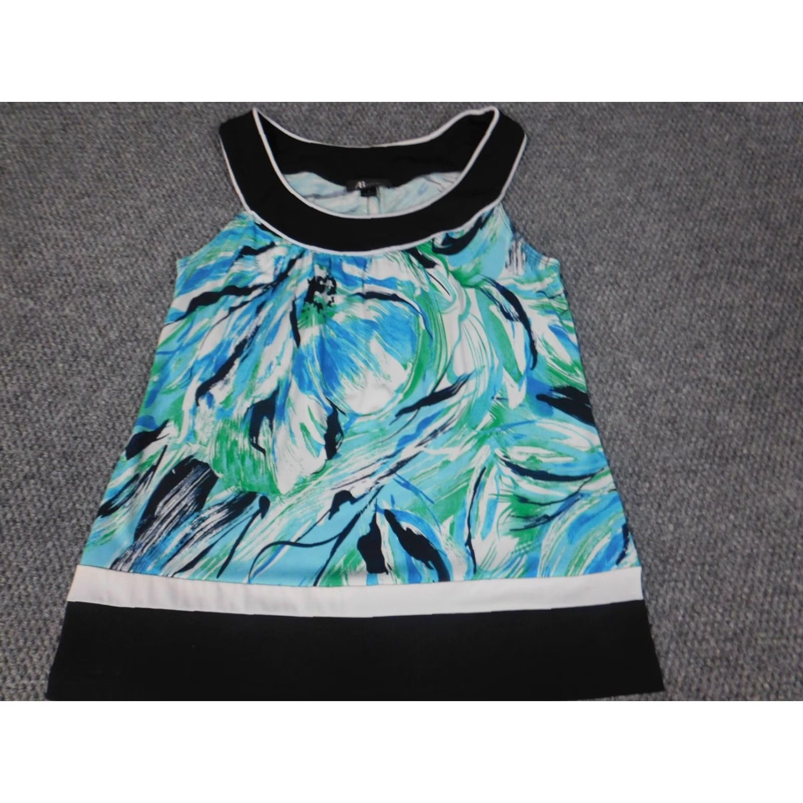 Vintage AB Studio Womens Blouse Small blue floral stretch pullover Size S / US 4 / IT 40 - 3 Thumbnail