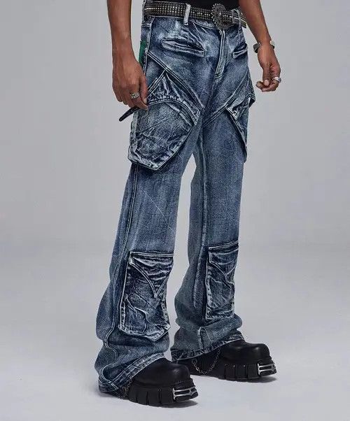 VIBE Vintage washed distressed deconstructed multi-pocket jeans Size US 32 / EU 48 - 1 Thumbnail