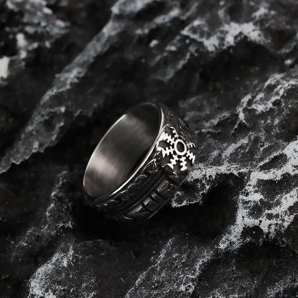 Jewelry Viking Compass Rune Stainless Steel Snowflake Men's Ring | Grailed