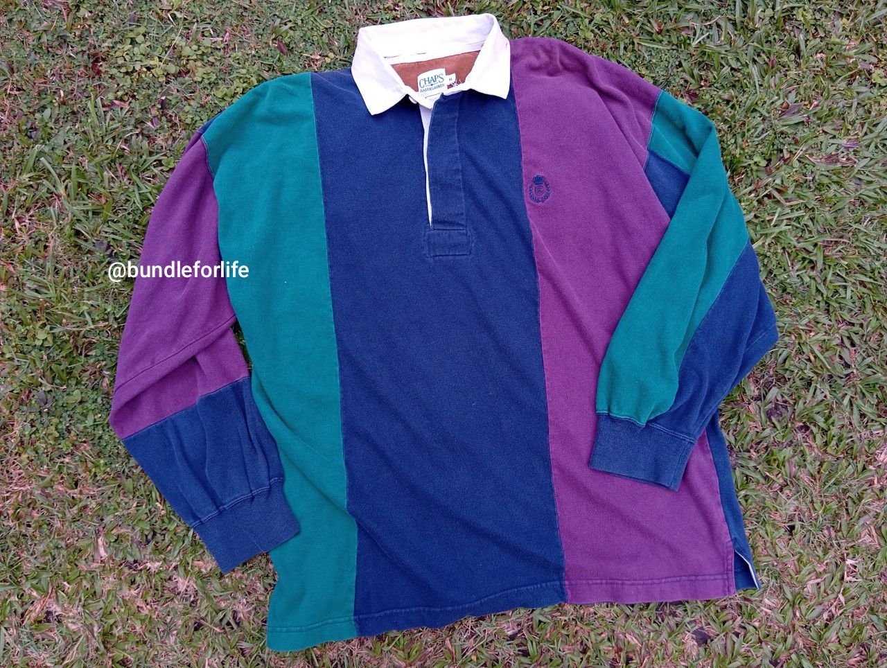 Ralph Lauren Vtg Chaps Ralph Lauren 🐎 Colorblock Rugby Polo L/S Shirt 🏉 Size US XL / EU 56 / 4 - 1 Thumbnail