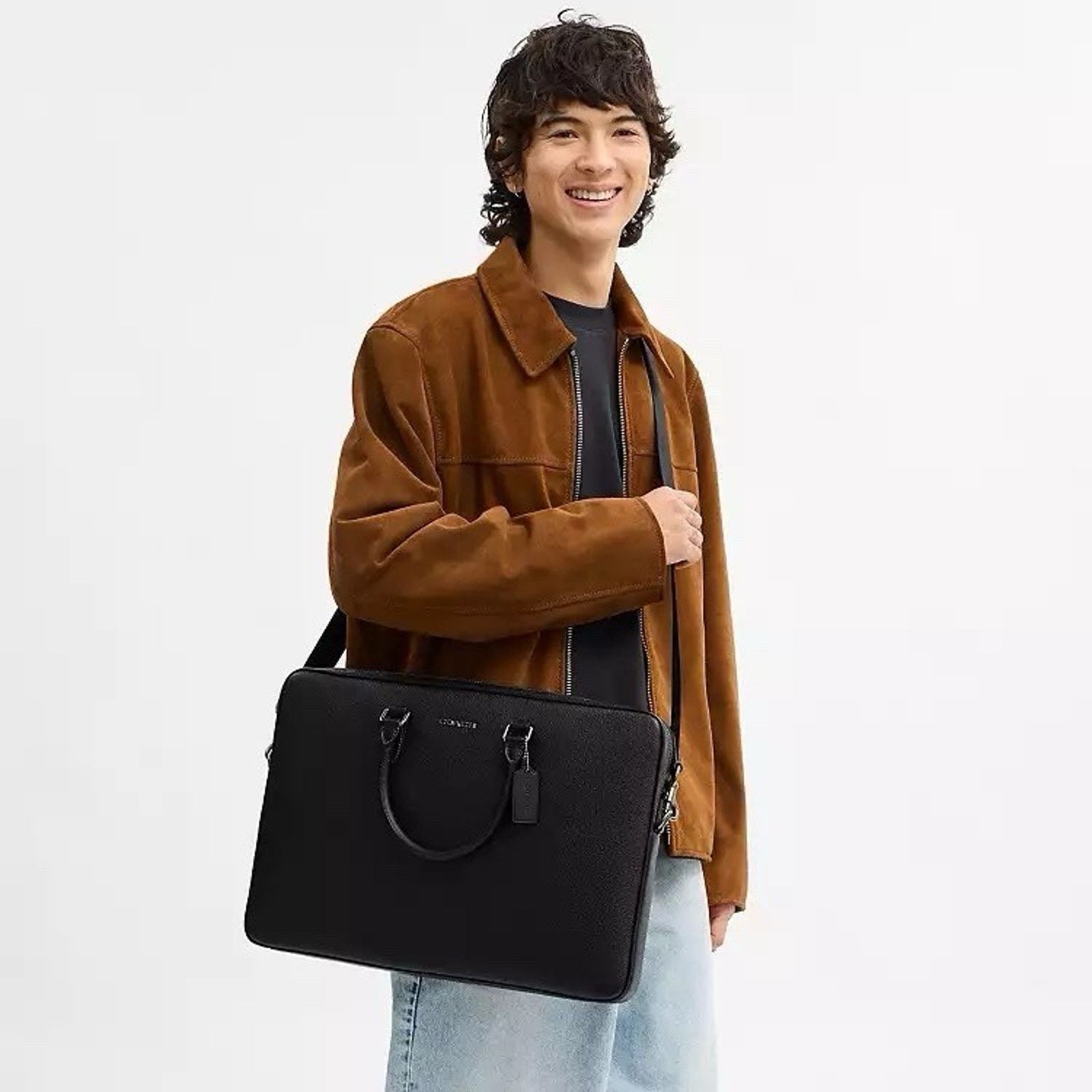 Coach NWT Coach Ethan Large Brief Gunmetal/Black CCF59 Leather Size ONE SIZE - 5 Thumbnail