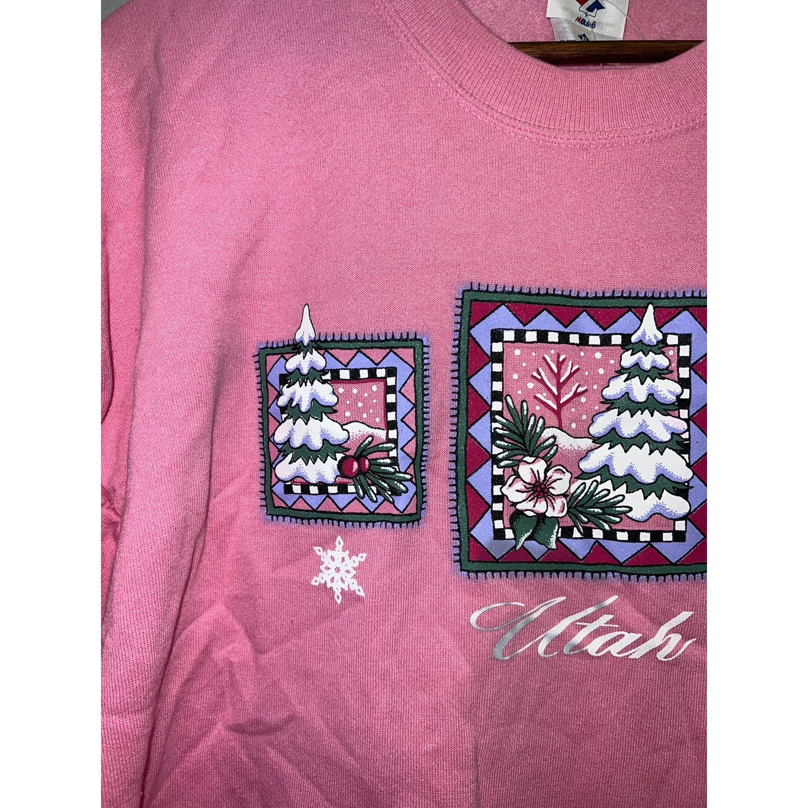 Vintage Vintage Utah Sweatshirt Winter Pink Crewneck Jerzees 90s XL Size US XL / EU 56 / 4 - 4 Thumbnail