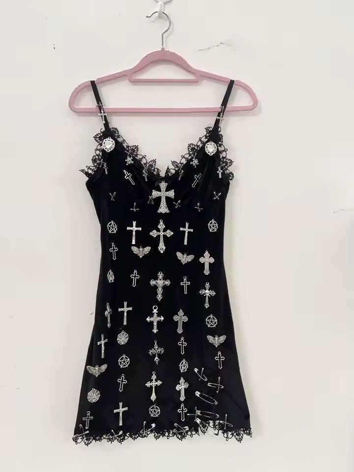 Other Gothic Punk Y2k Cross Skull Black Mini 2000s Dress Size S / US 4 / IT 40 - 3 Thumbnail