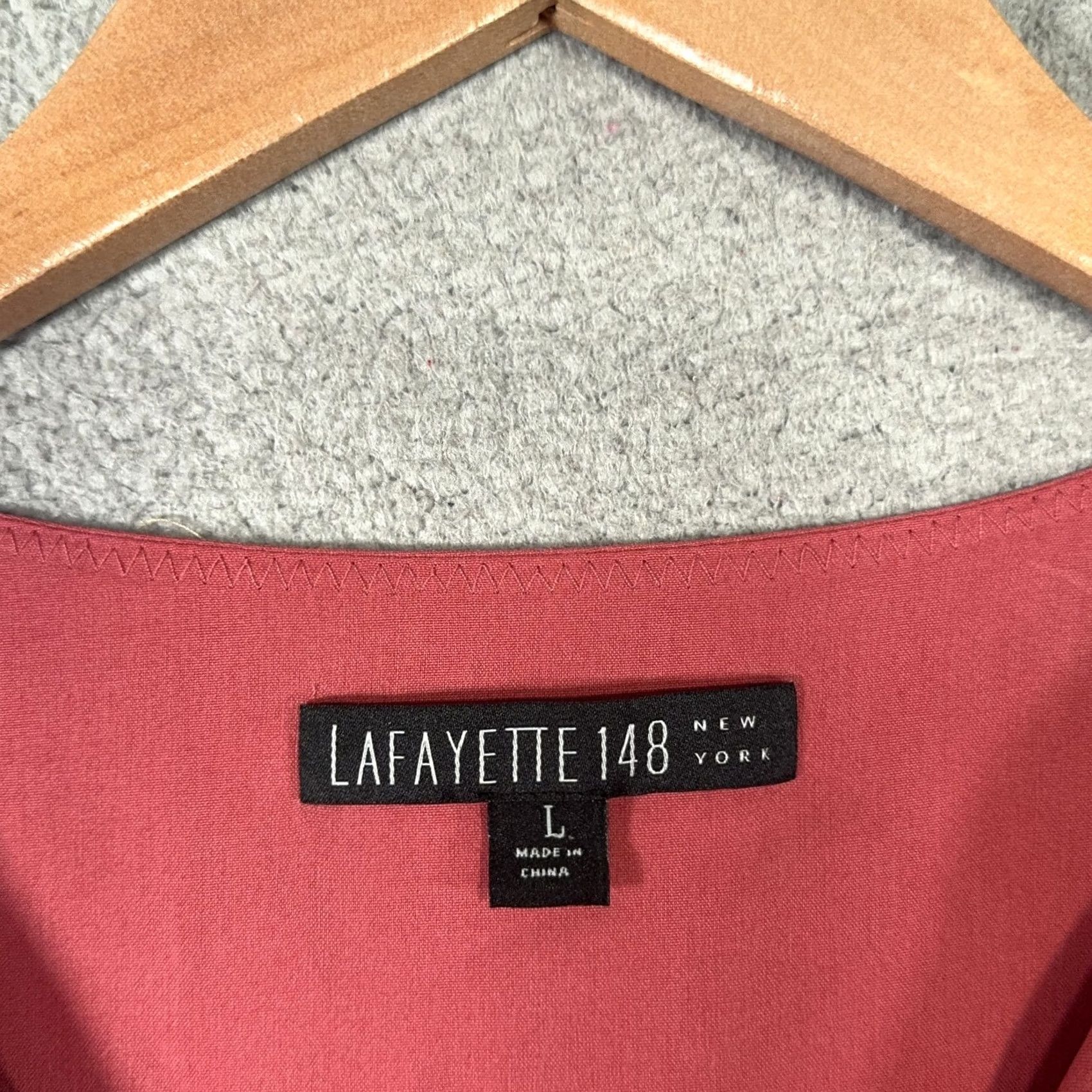 Vintage Lafayette 148 New York Silk Dress Large Red Belted Shirt Pocket Dress Size L / US 10 / IT 46 - 3 Thumbnail