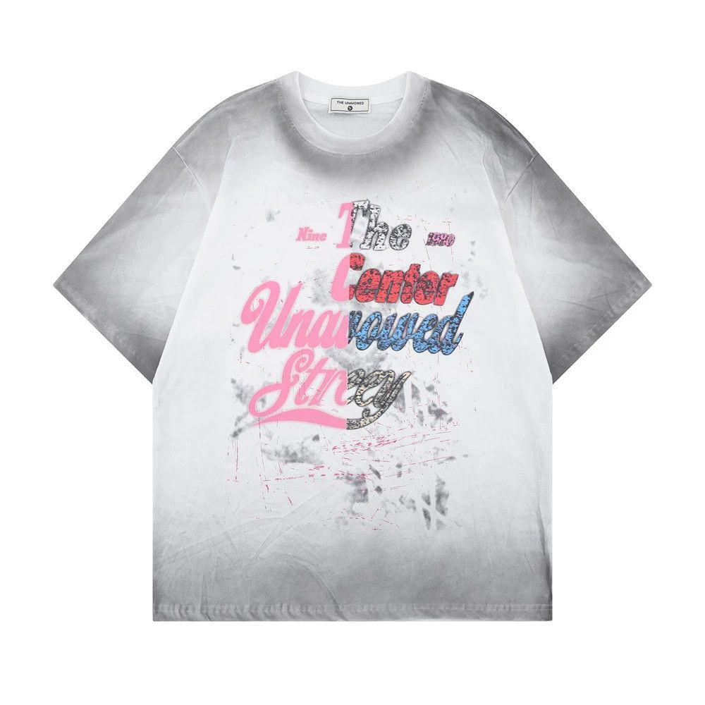 Vintage Men's casual street gradient letter print T-shirt Size US 32 / EU 48 - 1 Thumbnail