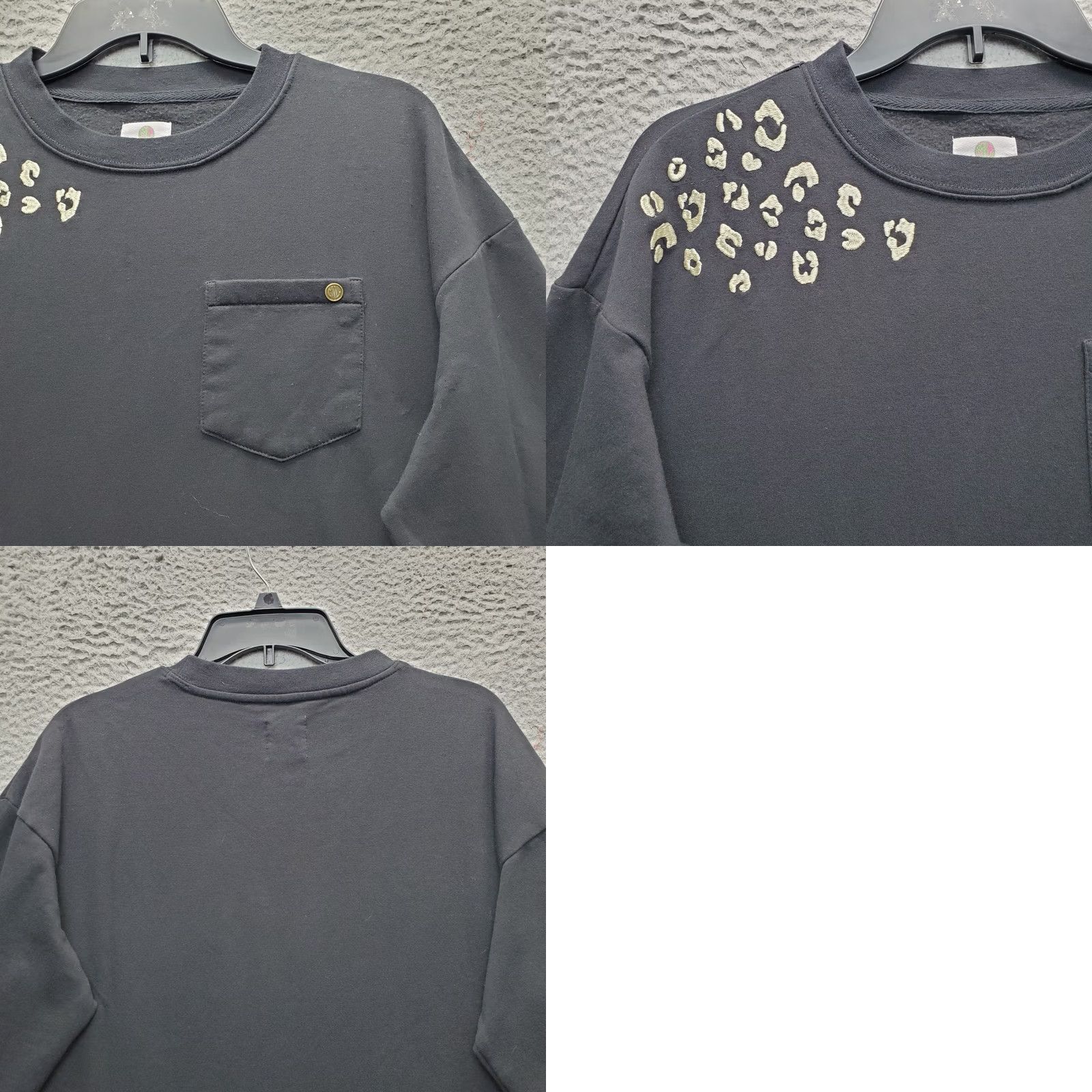 Vintage Marleylilly Blessed Sweatshirt Womens S Black Embroidered Leopard Print Pullover Shirt Womens Size S Black Leopard Embroidered Sweatshirt Size S / US 4 / IT 40 - 8 Thumbnail