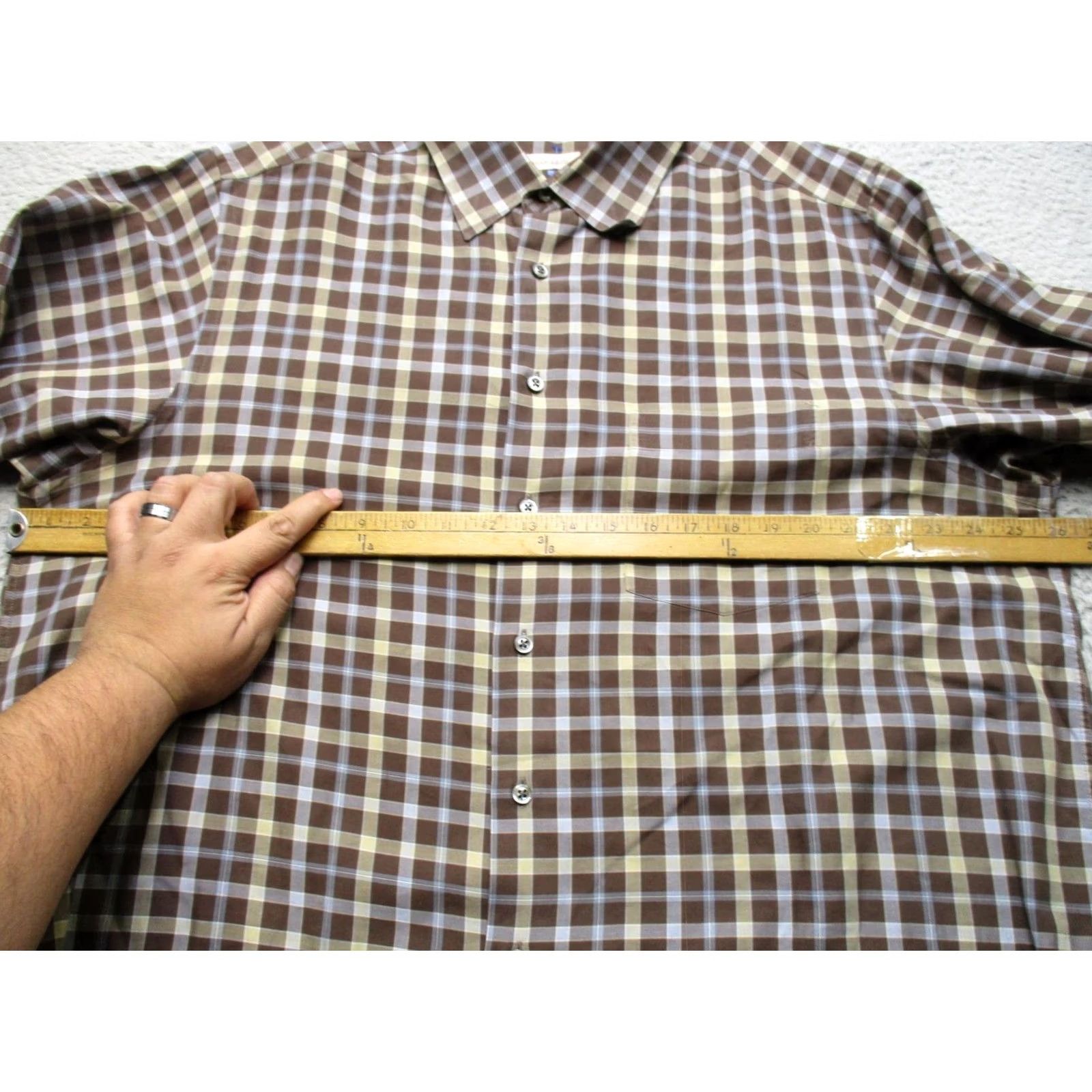 Billy Reid Billy Reid Shirt Mens XL Brown Plaid Button Front Long Sleeve Made In Italy Size US XL / EU 56 / 4 - 7 Thumbnail