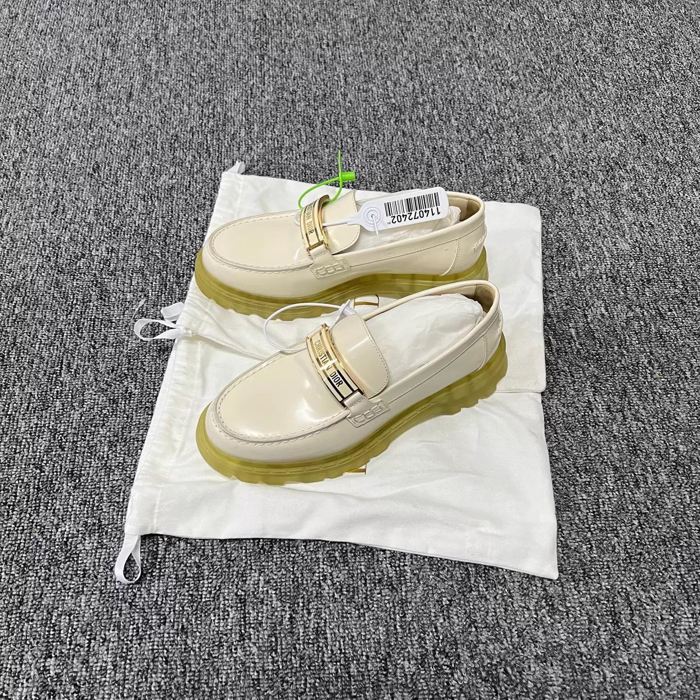 Dior DiorSloganLogoWhite&GoldCrystalSoleLoafer37.598New Size US 7 / IT 37 - 2 Thumbnail