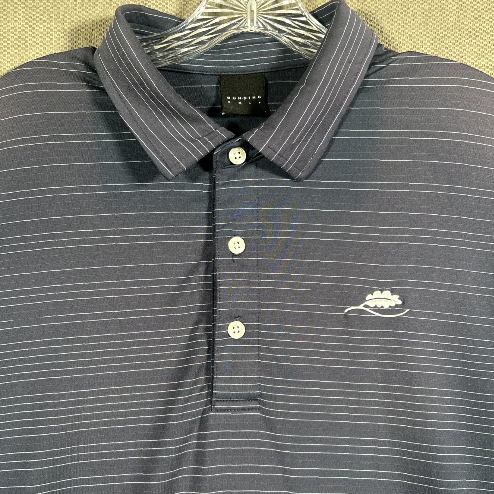 Vintage Dunning Golf Polo Shirt Mens Large Striped Blue Performance Stretch Size US L / EU 52-54 / 3 - 2 Thumbnail