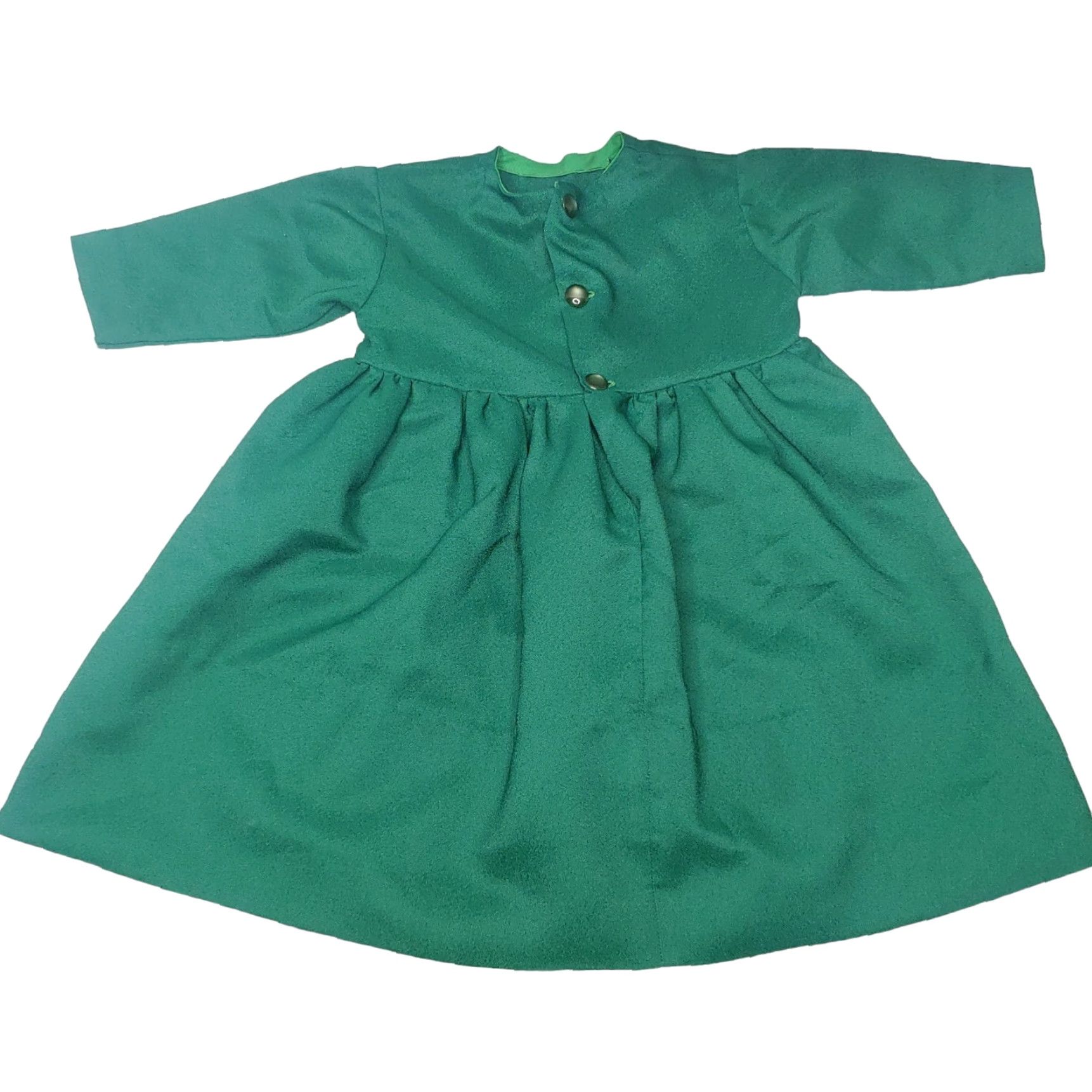 Vintage VINTAGE Handmade Girls Dress Slip Dress Green Blue Cotton Polyester Long Sleeve Ethnic/Peasant 32" sweep 44.5" sweep Womens? Size ONE SIZE - 3 Thumbnail