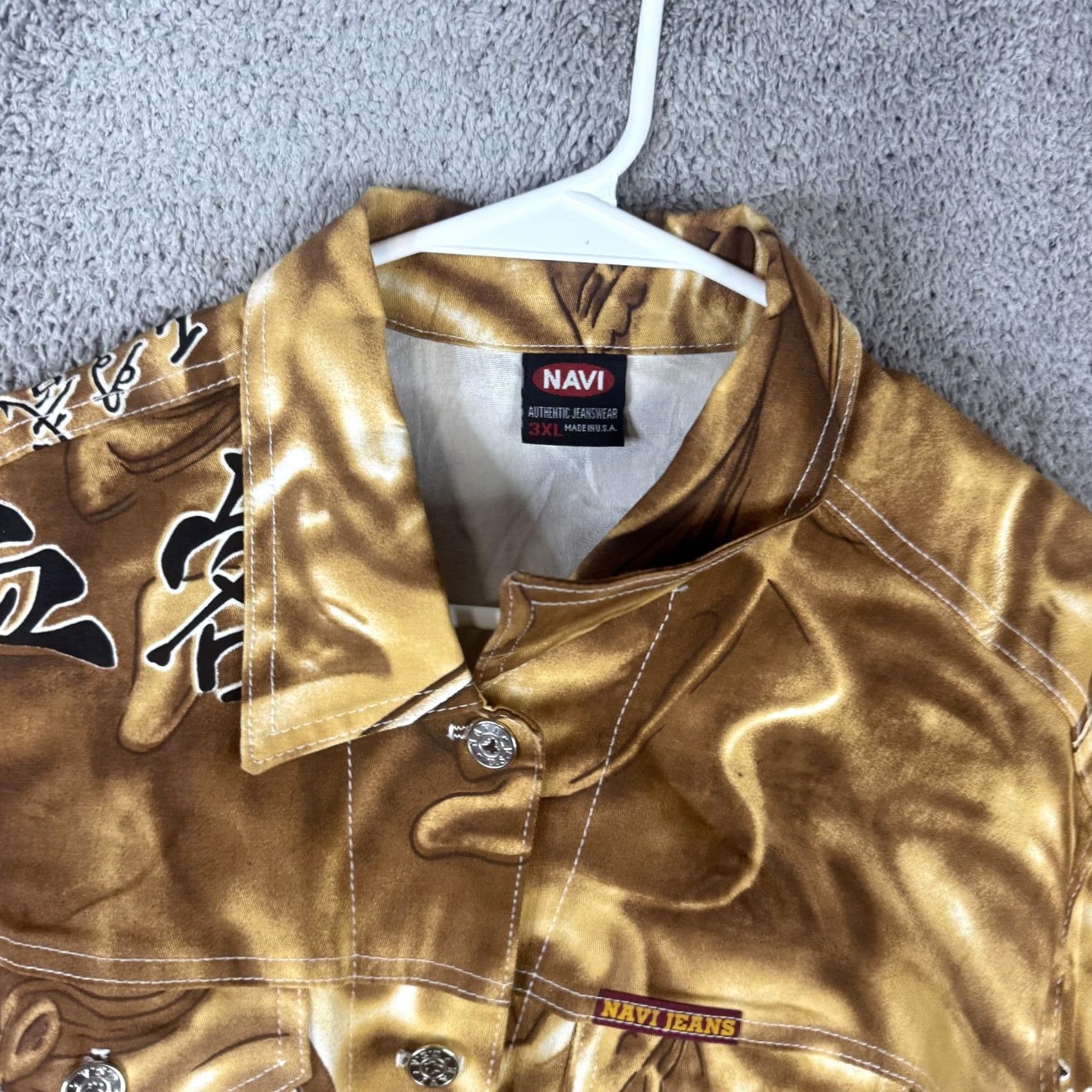 Denime VINTAGE NAVI Jacket Mens 3XL Denim Bomber Gold Anime Graphic Art USA Y2K Jacket Size US XXL / EU 58 / 5 - 6 Thumbnail