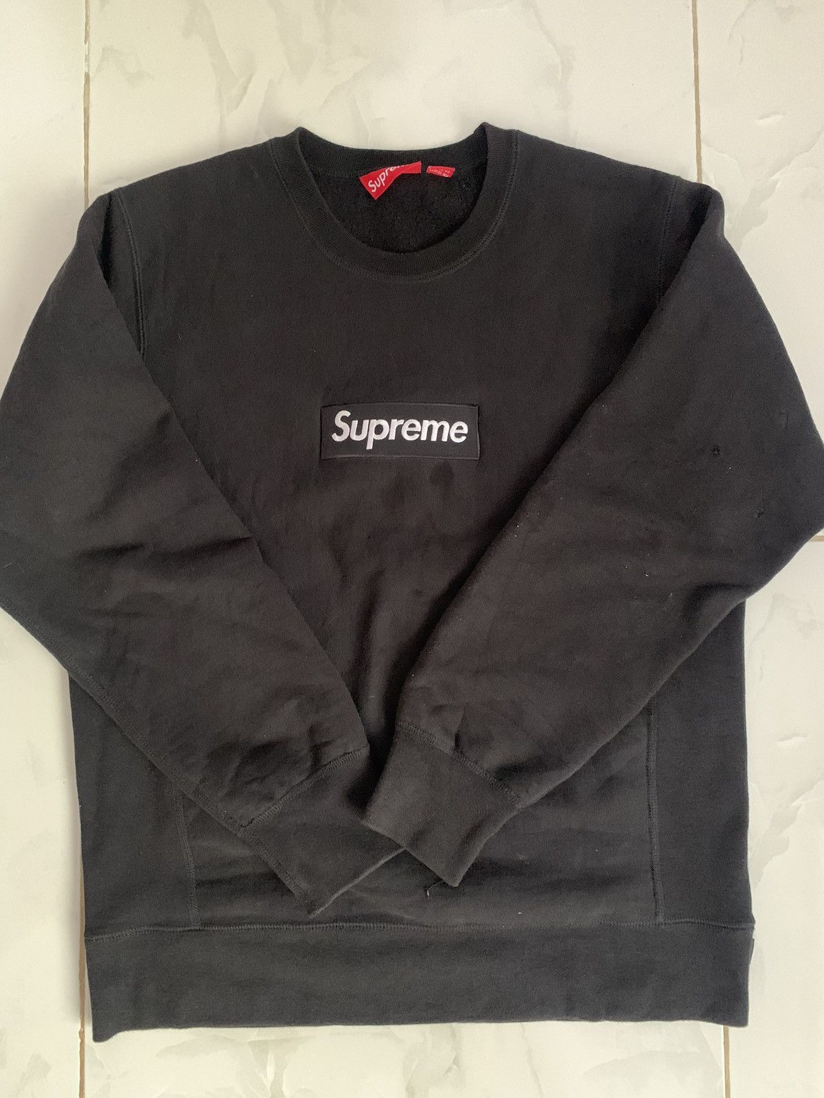 Supreme Supreme box logo crewneck black on black Grailed