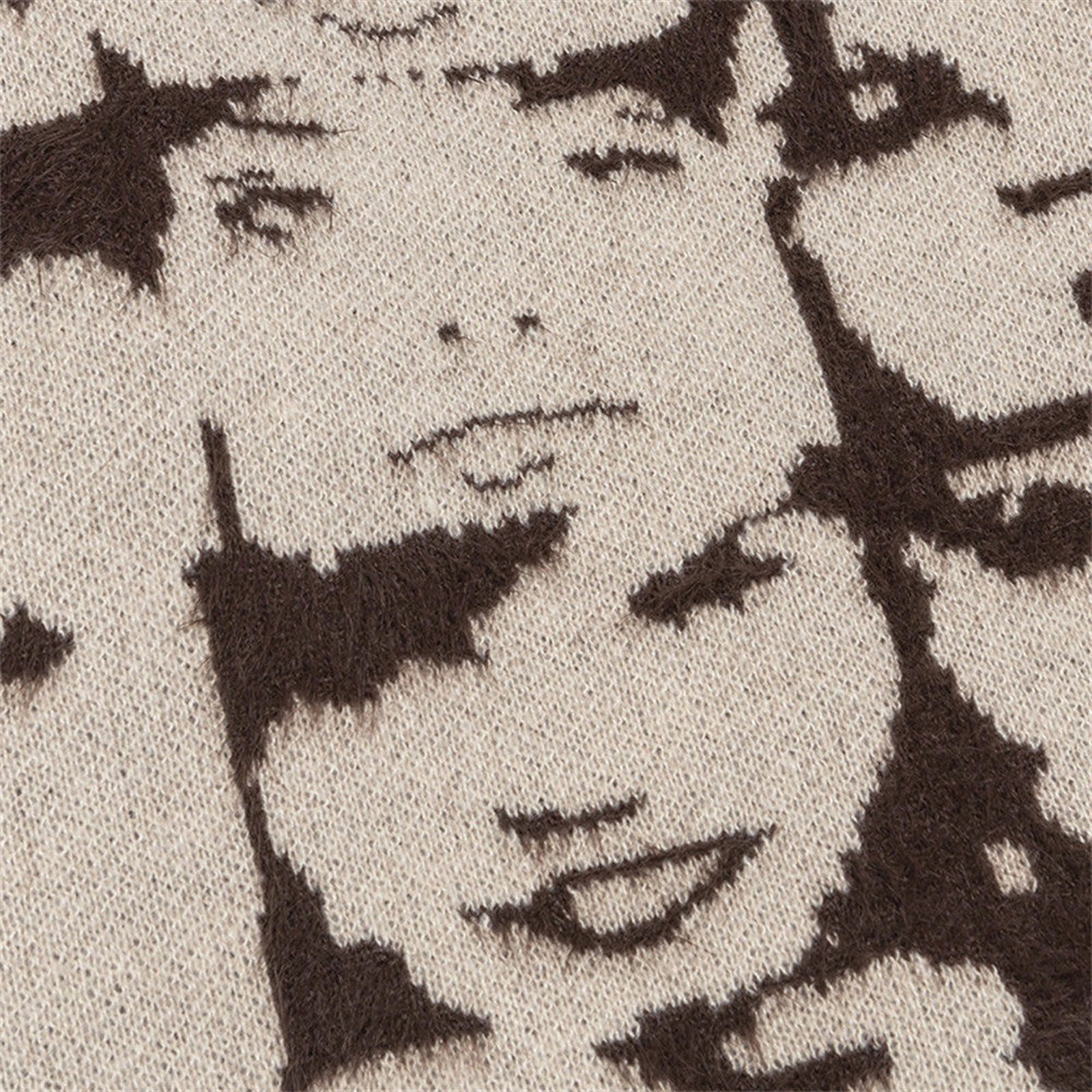Vintage Fuzzy Face Print Sweater, Cozy Knit Pullover Size US M / EU 48-50 / 2 - 3 Thumbnail