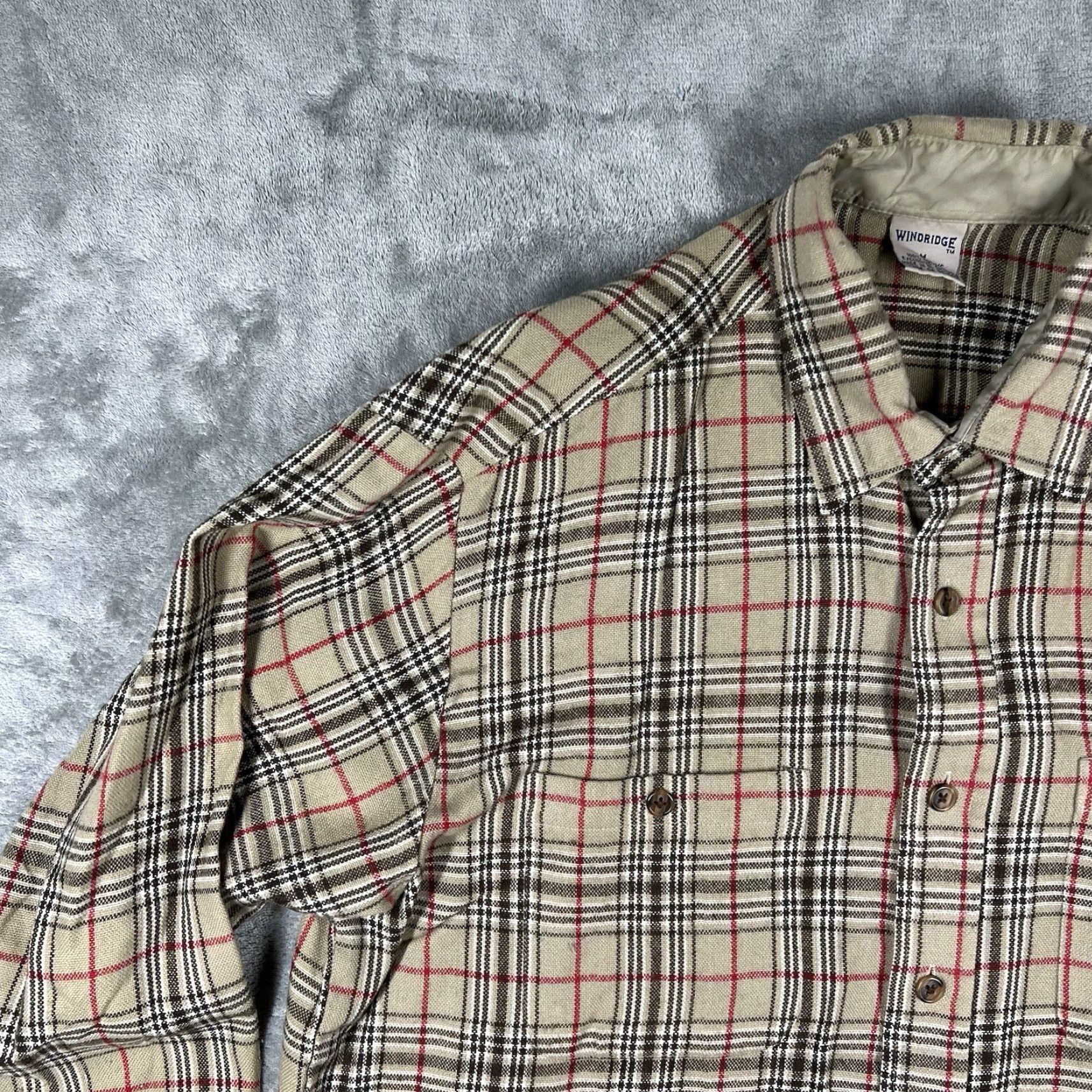 Vintage VINTAGE Windridge Shirt Button-Up Mens Medium Long Sleeve Brown 100% Acrylic Flannel Plaid with Pockets Size US M / EU 48-50 / 2 - 2 Thumbnail