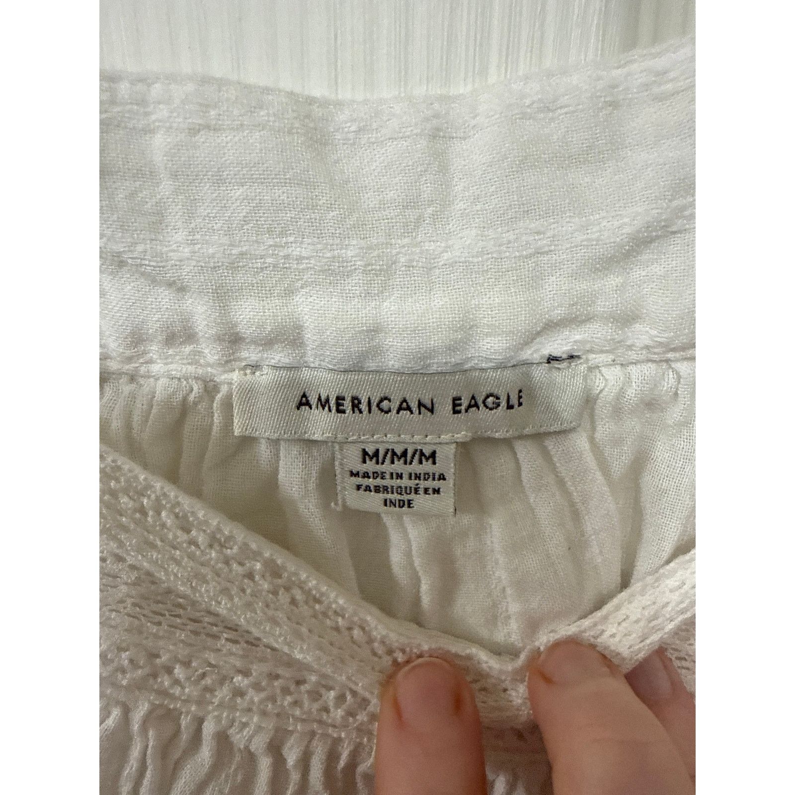 American Eagle Outfitters American Eagle White Boho Babydoll Eyelet Peasant Top, M Size M / US 6-8 / IT 42-44 - 6 Thumbnail