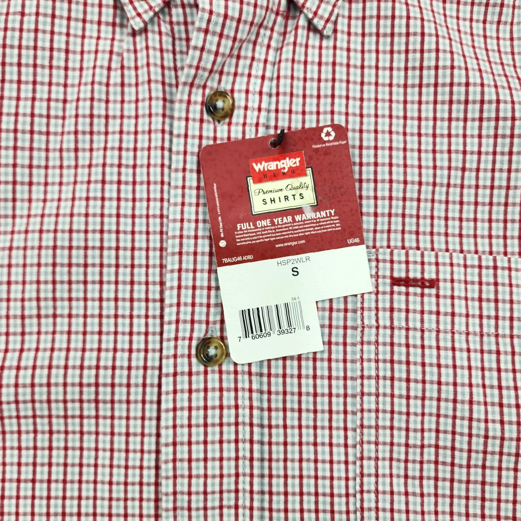 Wrangler Wrangler Shirt Mens Small Red White Checkered Button-Down Short Sleeve Casual Size US S / EU 44-46 / 1 - 4 Thumbnail