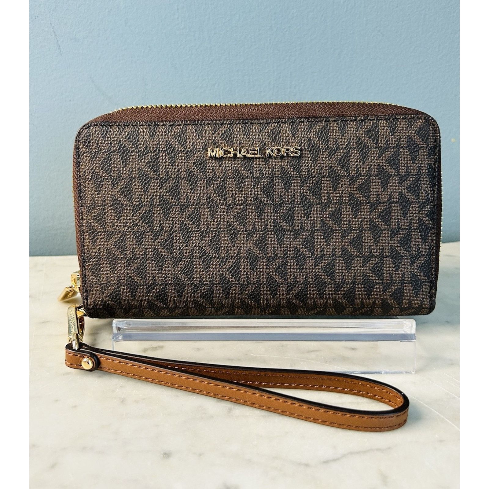Michael Kors NEW Michael Kors Brown Jet Set Travel Wallet Large Wristlet Size ONE SIZE - 2 Thumbnail