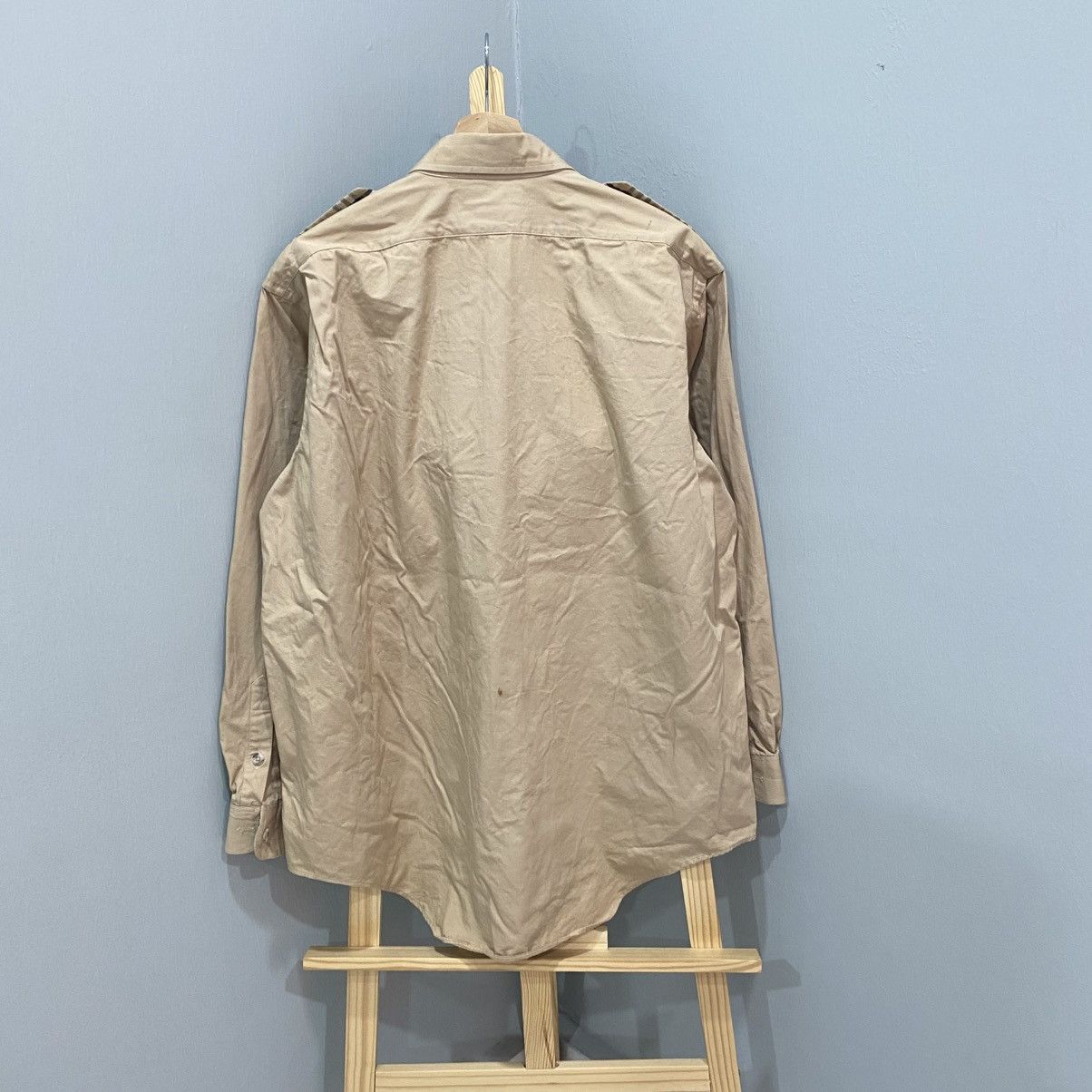 Burberry Vintage Burberrys Khaki Military Safari Work Shirt Epaulets Size US XL / EU 56 / 4 - 2 Thumbnail