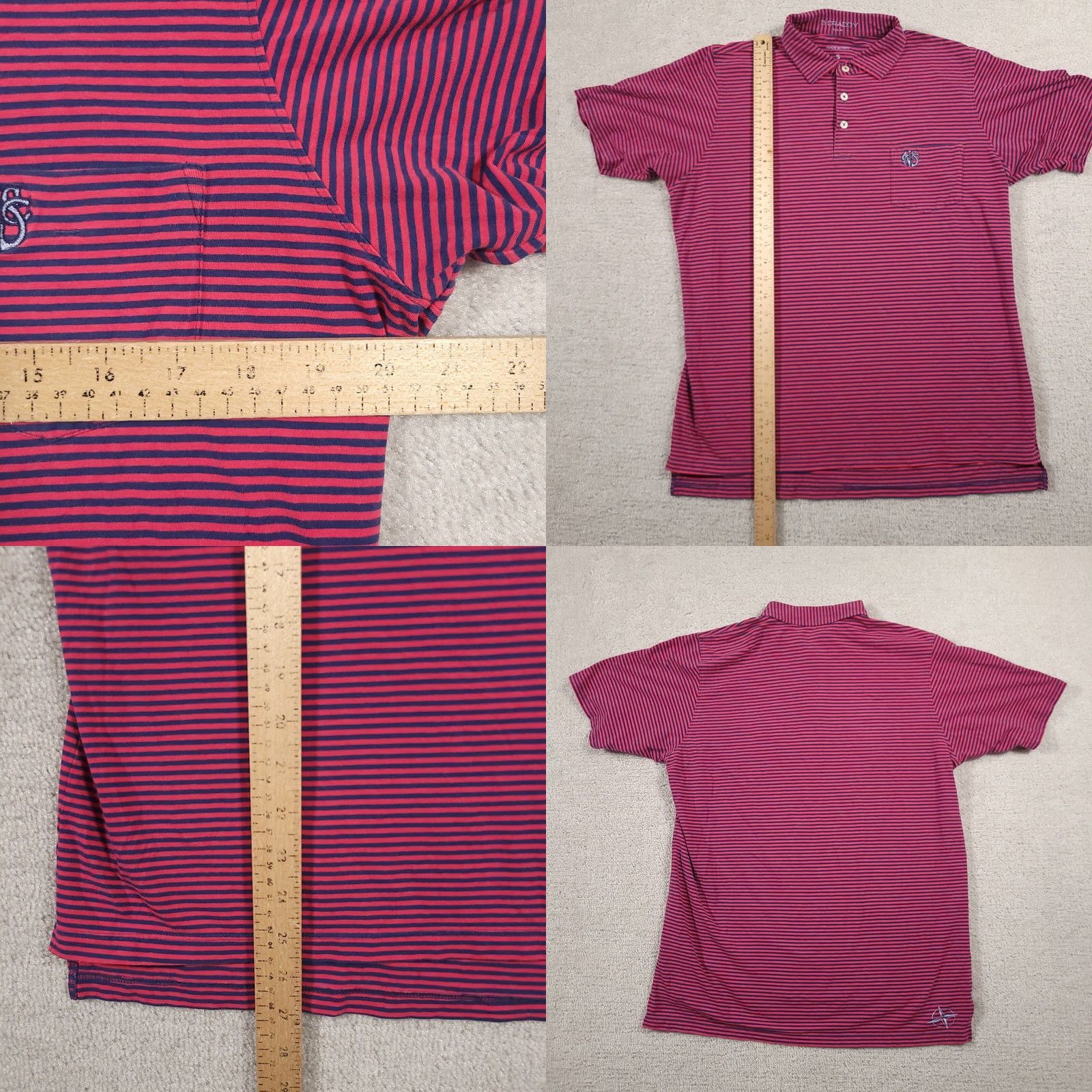 Vintage B Draddy Sport Country Club Golf Short Sleeve Polo Shirt Mens Small Pink Navy Shirt Polo Size US S / EU 44-46 / 1 - 8 Thumbnail