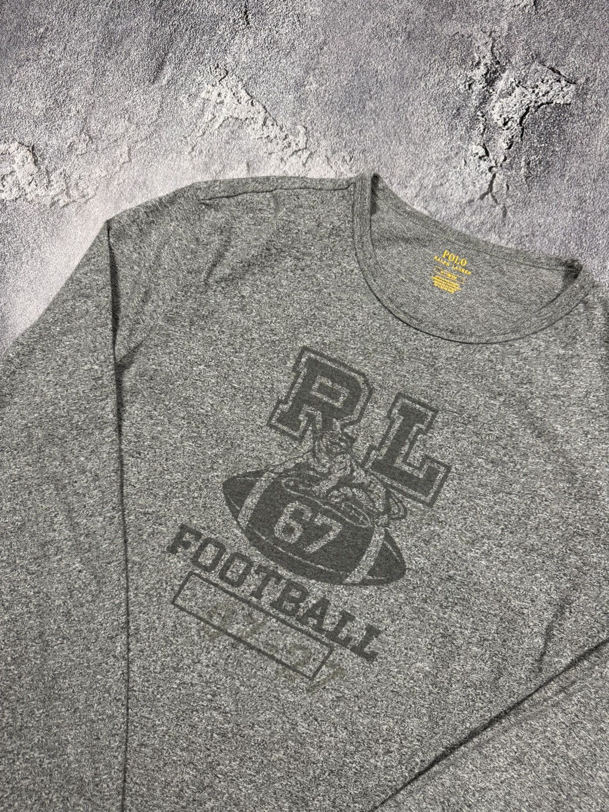 Polo Ralph Lauren Polo Ralph Lauren 67 Football Long Sleeve Tee Heather Grey Size US M / EU 48-50 / 2 - 2 Thumbnail