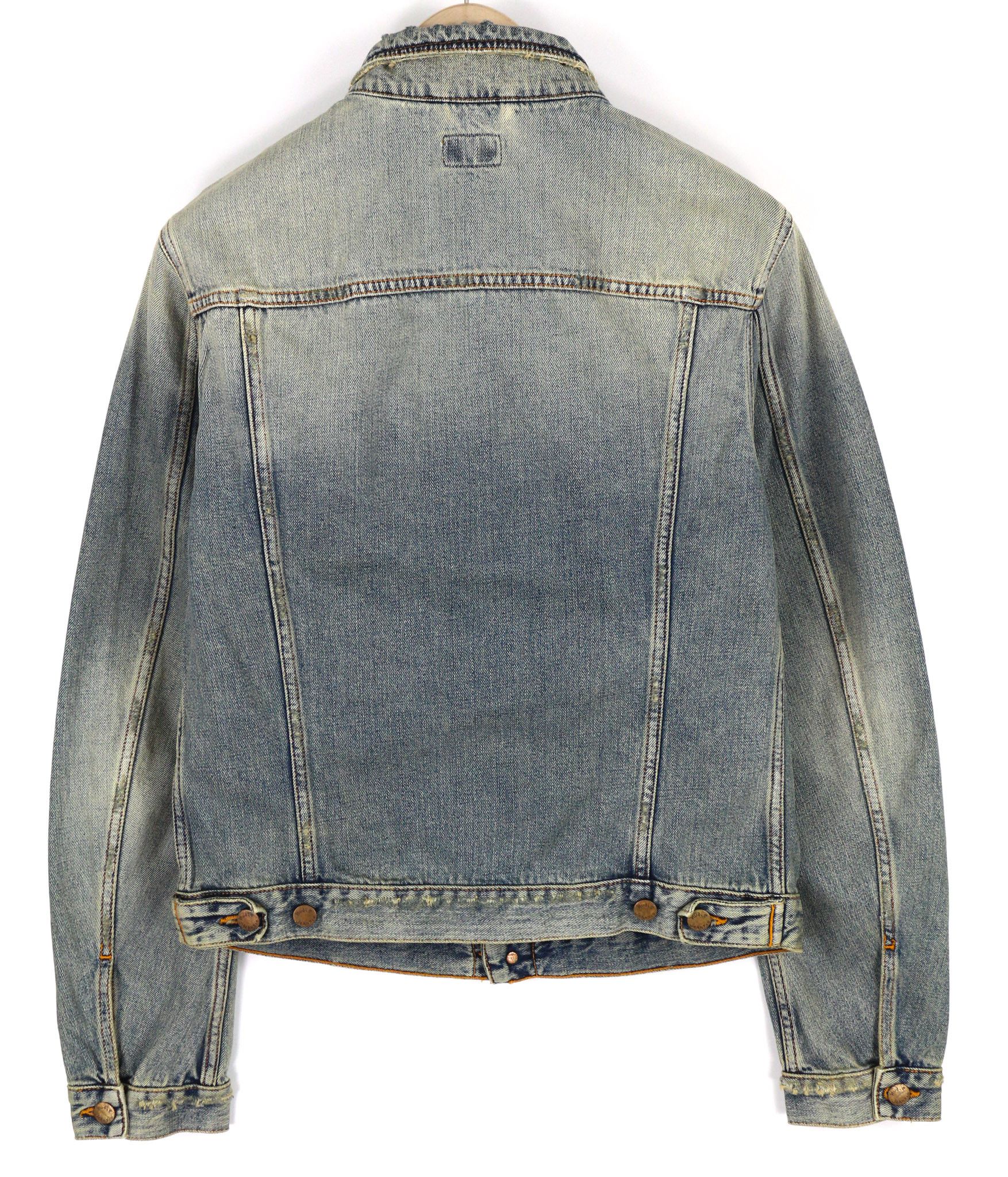 Nudie Jeans BILLY M Shimmering Indigo Washed Ripped Polo Jacket 82479 Size US M / EU 48-50 / 2 - 2 Thumbnail