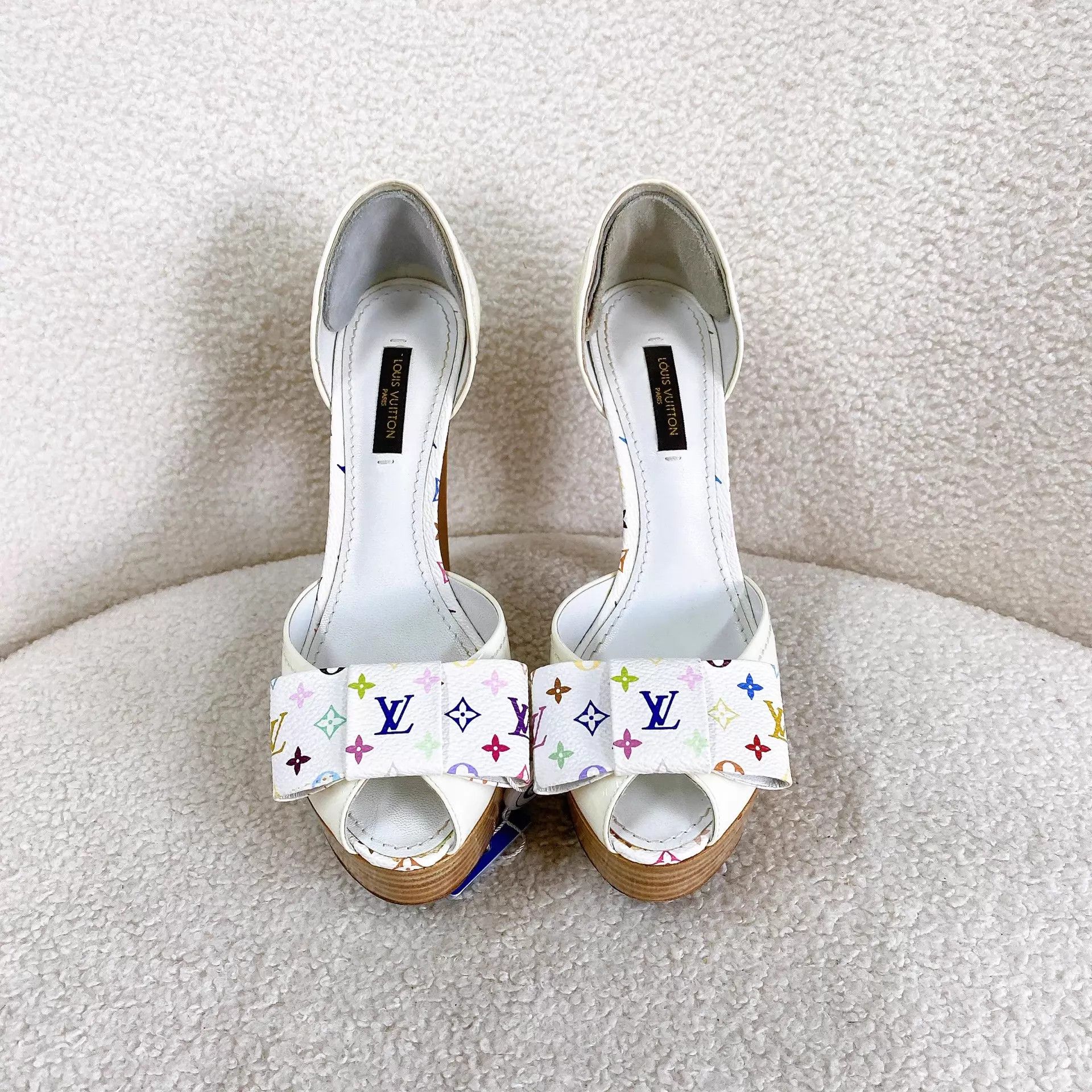 Louis Vuitton LV white multicolor heeled sandals 35.5 EU Size US 5 / IT 35 - 2 Thumbnail