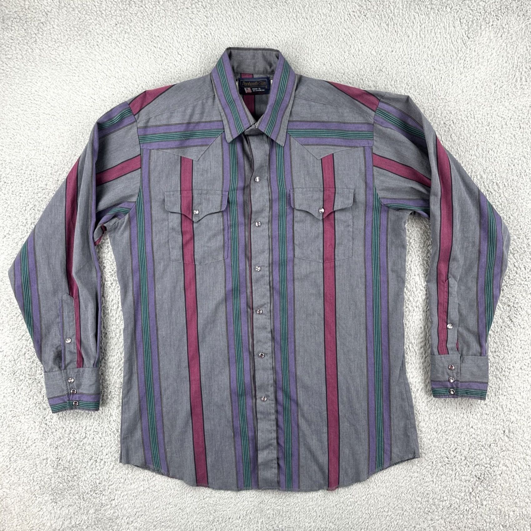 Vintage VINTAGE Panhandle Slim Shirt Western XL Long Sleeve Pearl Snap Made In USA 1990s Rockabilly Cowboy Shirt Mens Size US XL / EU 56 / 4 - 2 Thumbnail