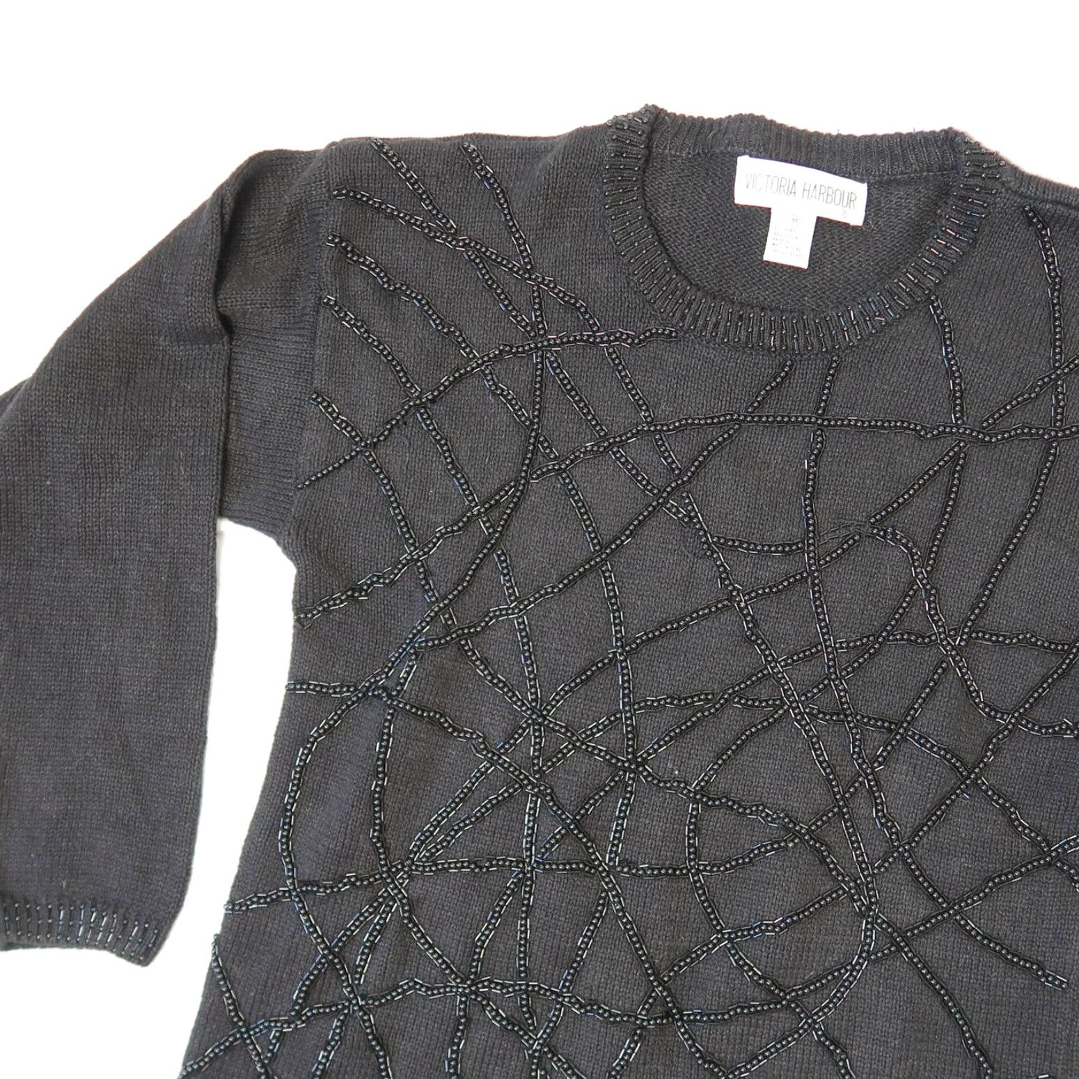 Vintage VINTAGE 90s Victoria Harbour black beaded pullover sweater M (Medium) Womens Size M / US 6-8 / IT 42-44 - 2 Thumbnail