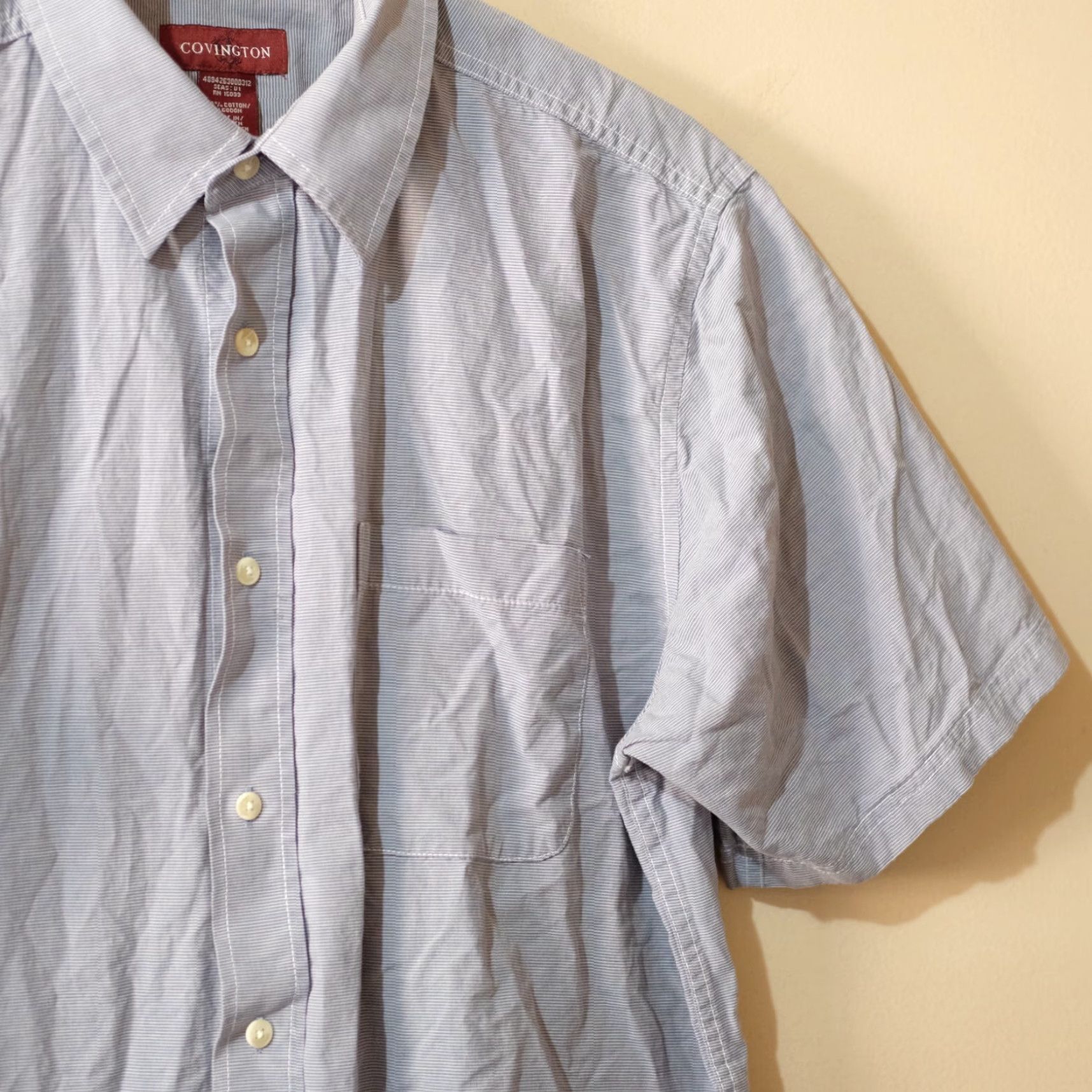 Vintage NWOT Covington Button Up Shirt Blue/White Pinstripe Men's L Dress Shirt Casual Formal clubhouse? Size US L / EU 52-54 / 3 - 3 Thumbnail