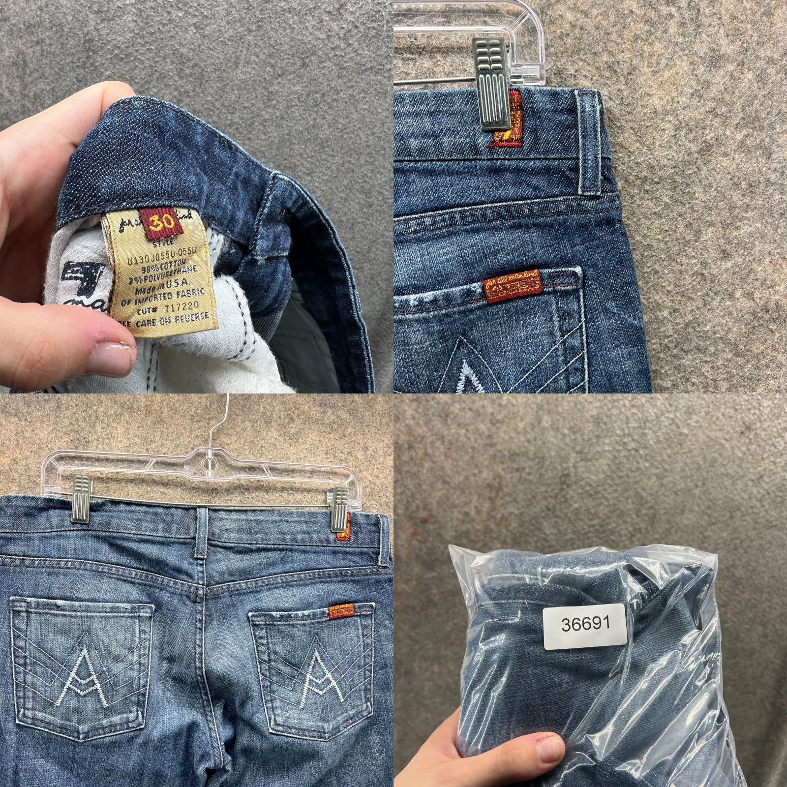 7 For All Mankind 7 For All Mankind Jeans Mens 30 Blue Denim Straight Stone Wash Baggy Regular Rise Mid 30in Inseam 5-Pocket Size US 30 / EU 46 - 8 Thumbnail