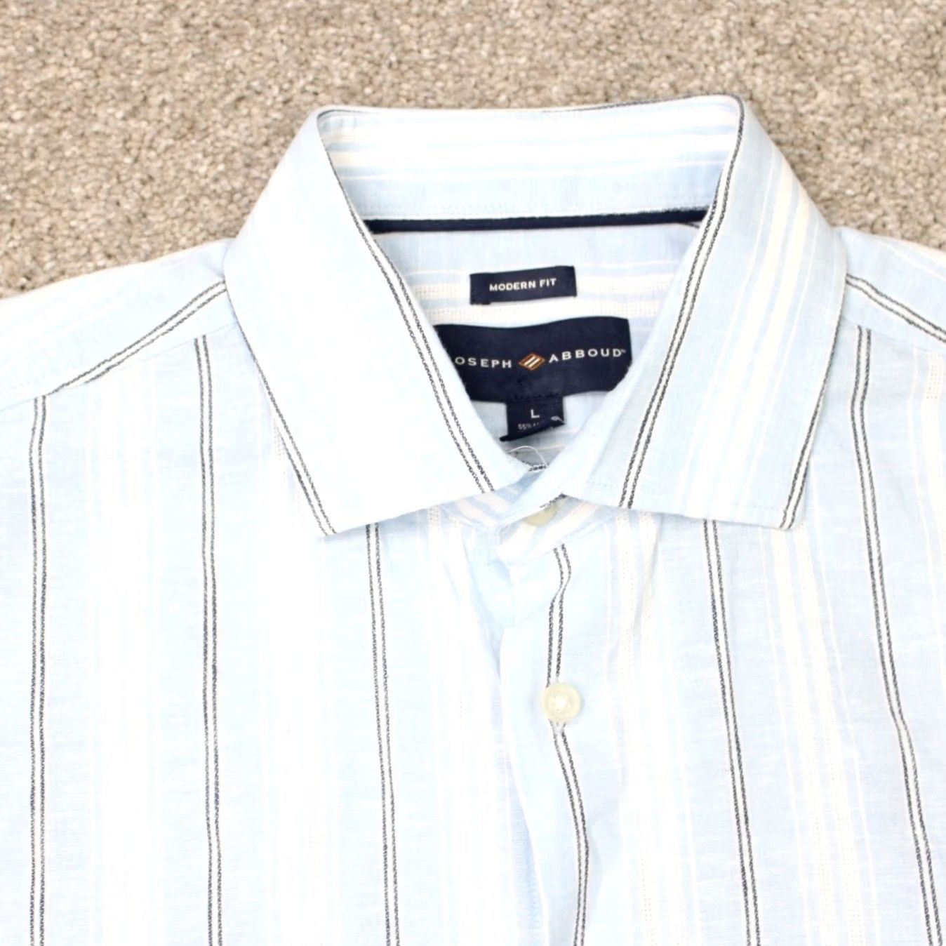 Joseph Abboud Joseph Abboud Shirt Mens L Blue Linen Cotton Blend Modern Fit Short Sleeve Size US L / EU 52-54 / 3 - 4 Thumbnail