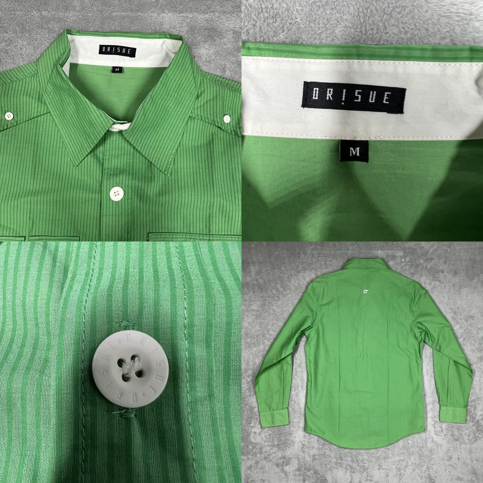 Vintage Orisue Mens Button-Up Shirt Size Medium Green Striped Long Sleeve Woven EUC Size US M / EU 48-50 / 2 - 8 Thumbnail